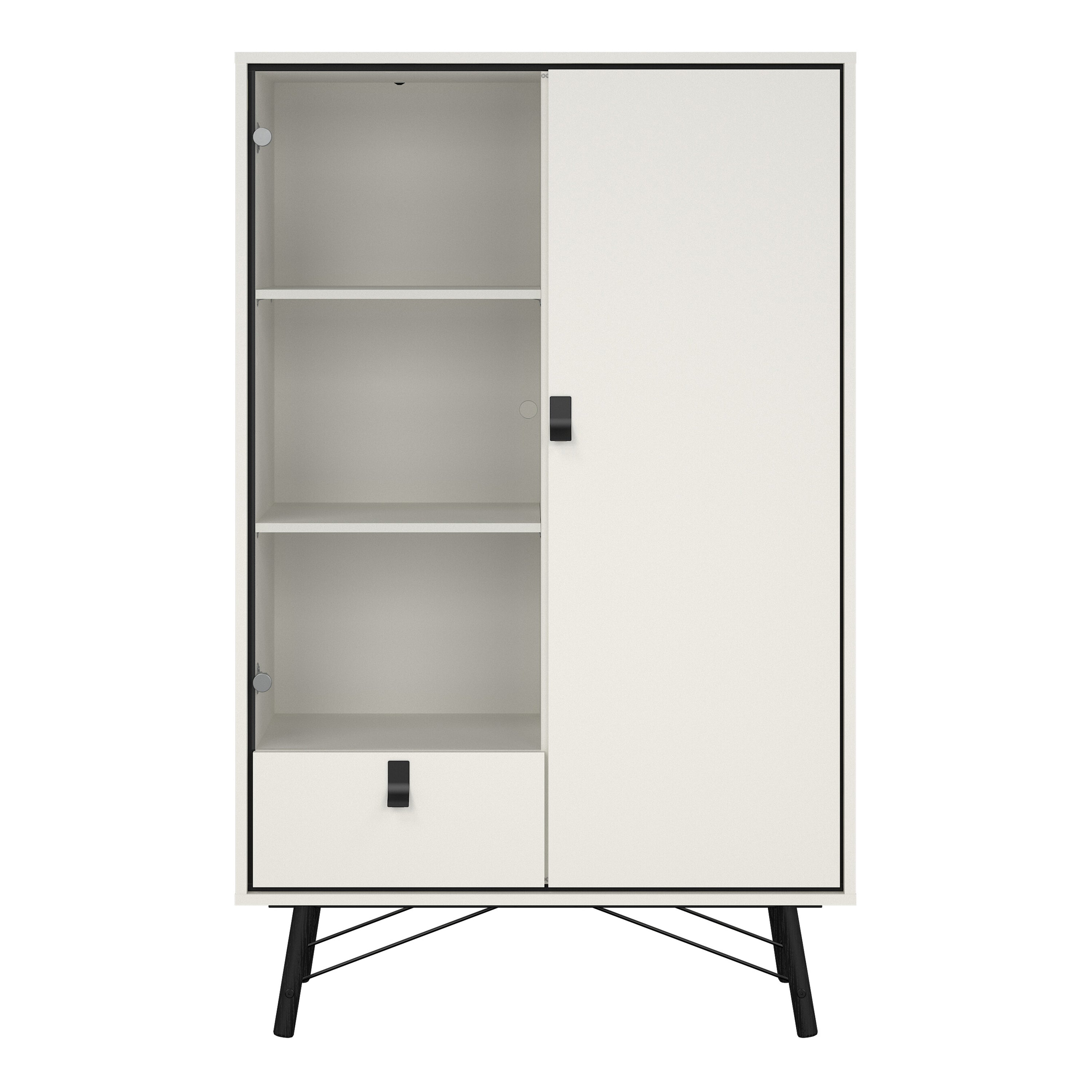 Ry China Cabinet 1 Door 1 Glass Door 1 Drawer in Matt White – FTG, view 2