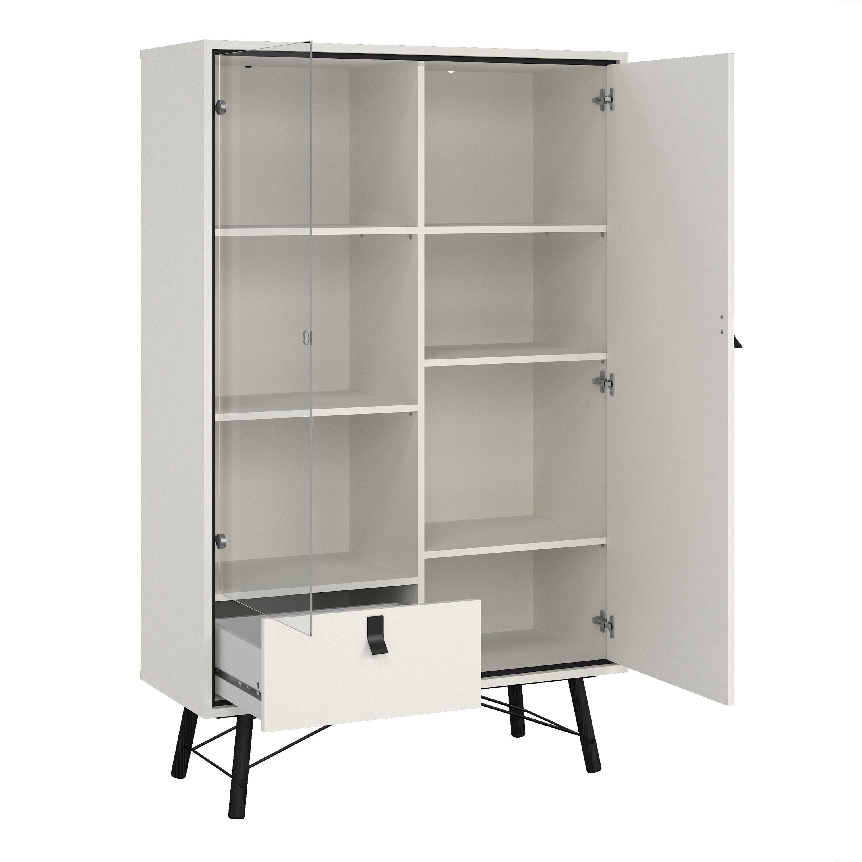 Ry China Cabinet 1 Door 1 Glass Door 1 Drawer in Matt White – FTG, view 5