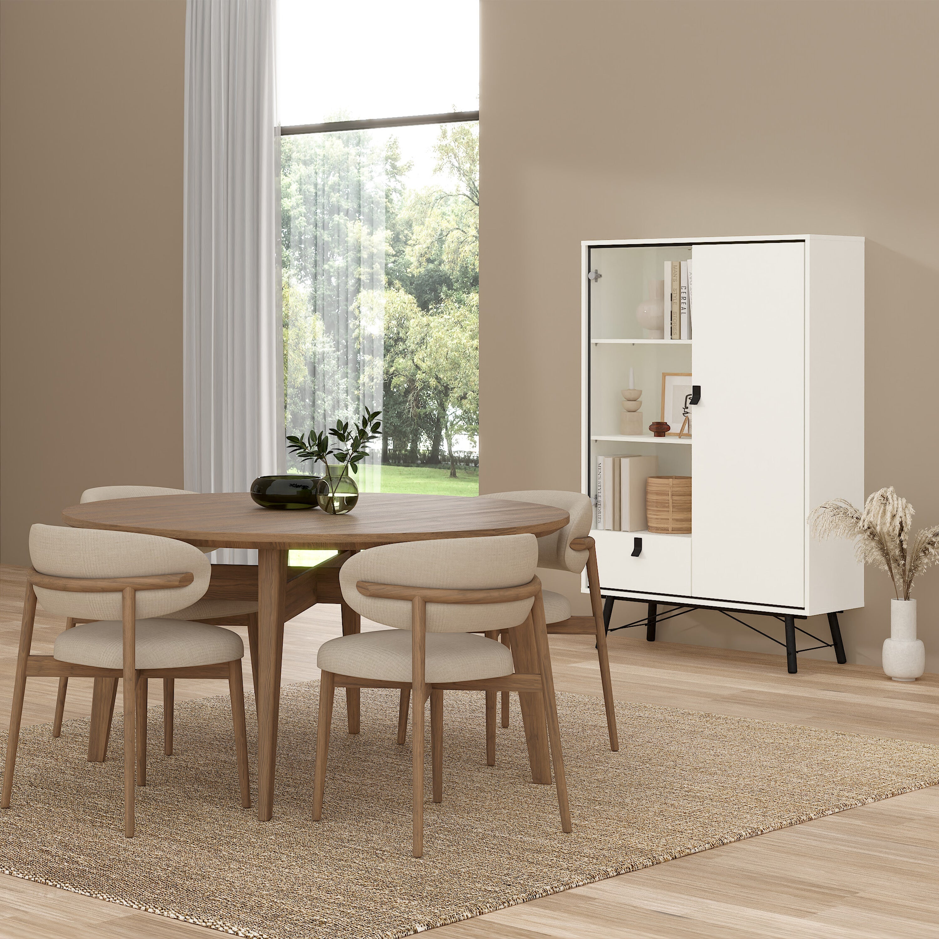 Ry China Cabinet 1 Door 1 Glass Door 1 Drawer in Matt White – FTG, view 7