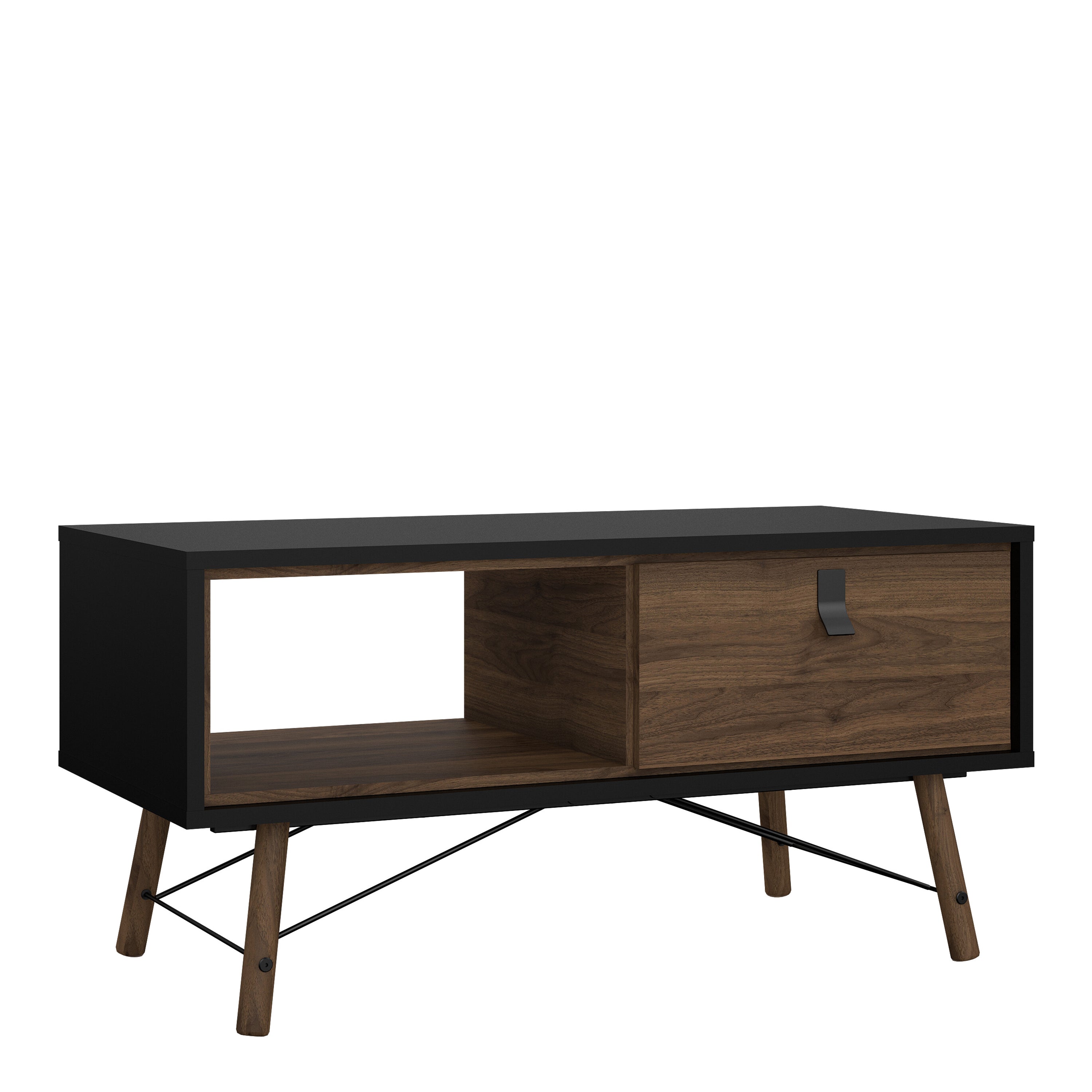 Ry Coffee Table with 1 Drawer in Matt Black Walnut – FTG