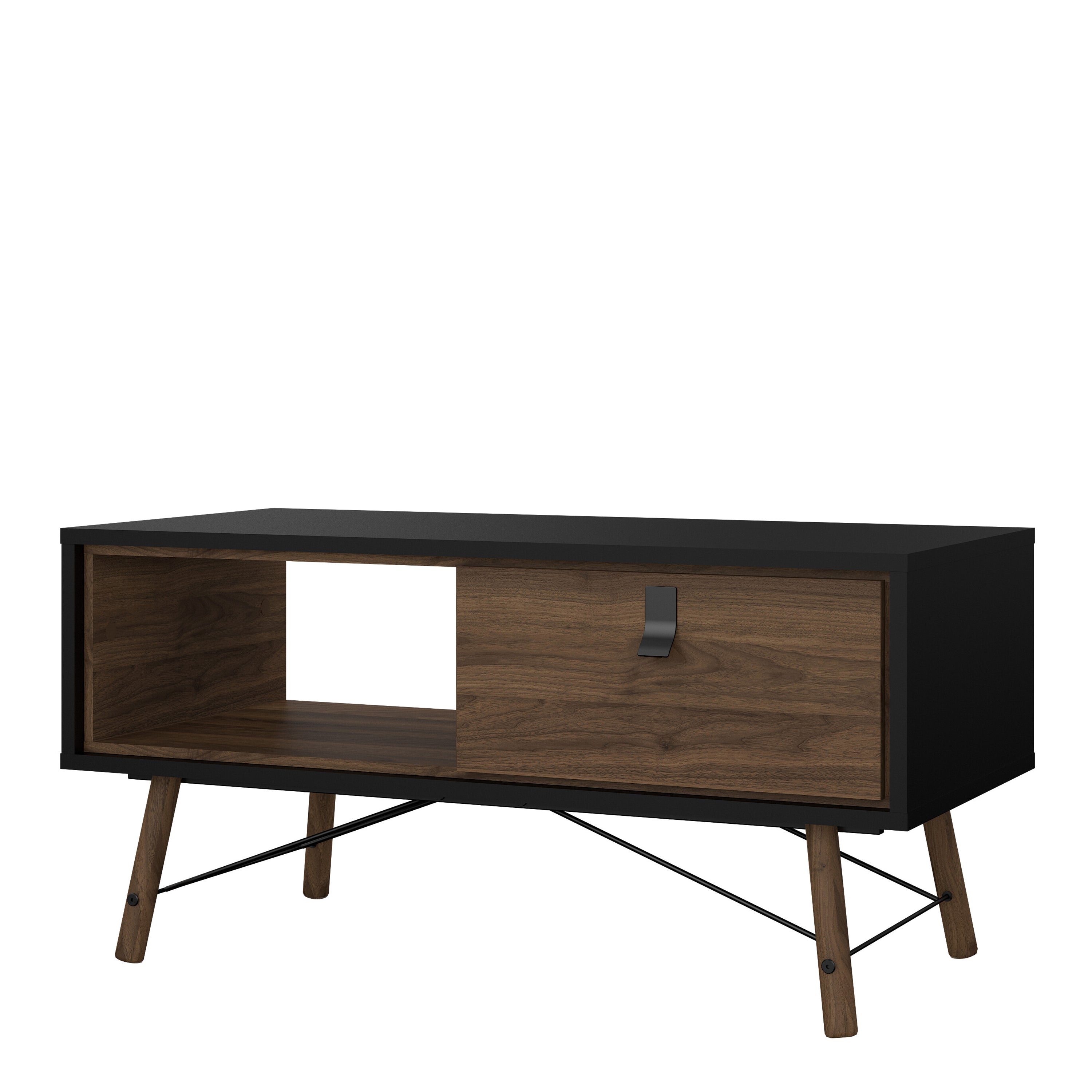 Ry Coffee Table with 1 Drawer in Matt Black Walnut – FTG, view 3