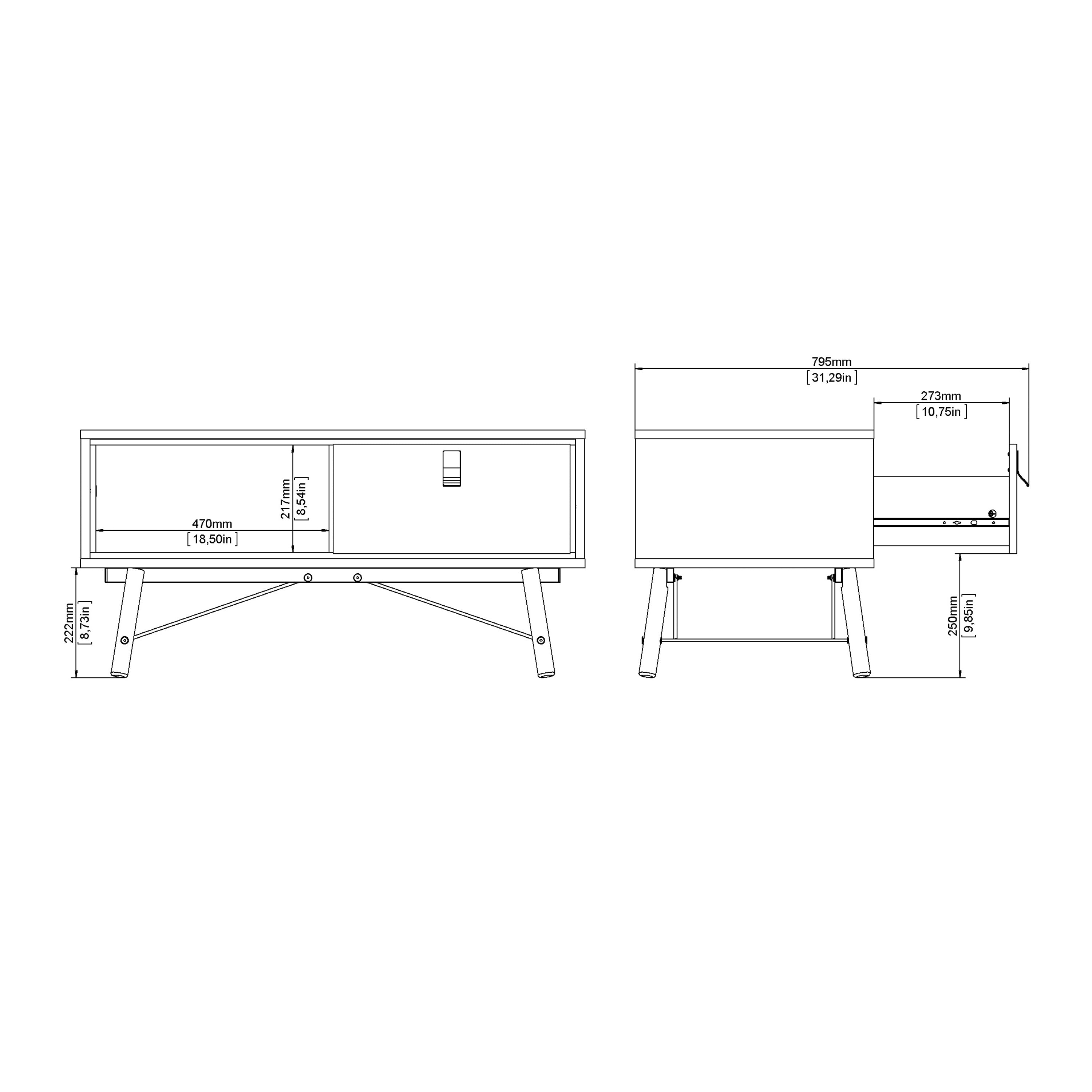 Ry Coffee Table with 1 Drawer in Matt White – FTG, view 12