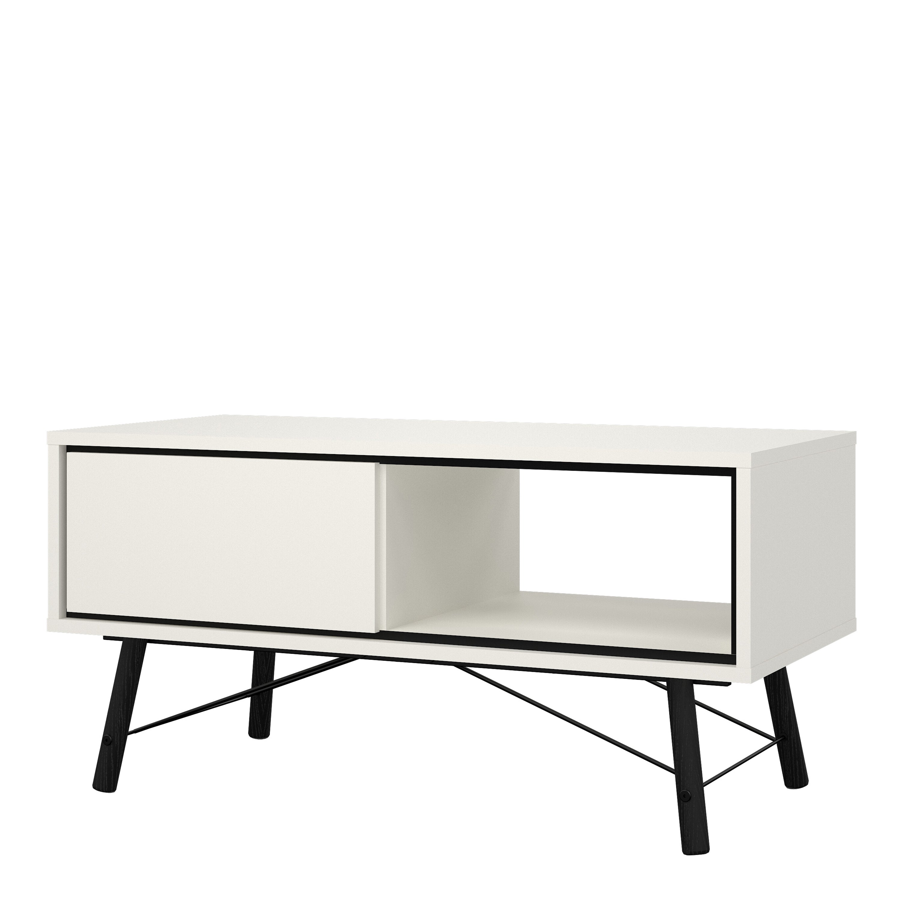 Ry Coffee Table with 1 Drawer in Matt White – FTG, view 4