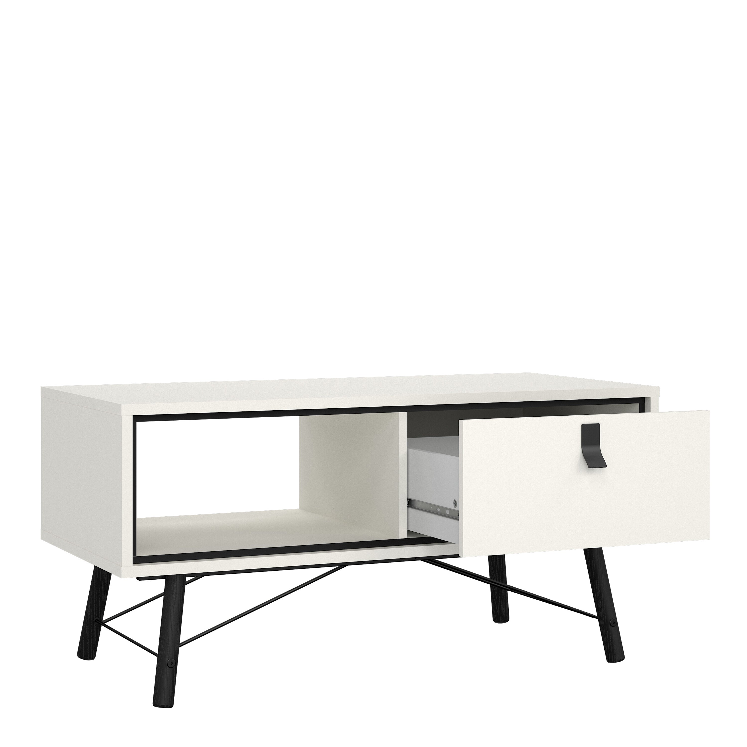Ry Coffee Table with 1 Drawer in Matt White – FTG, view 5