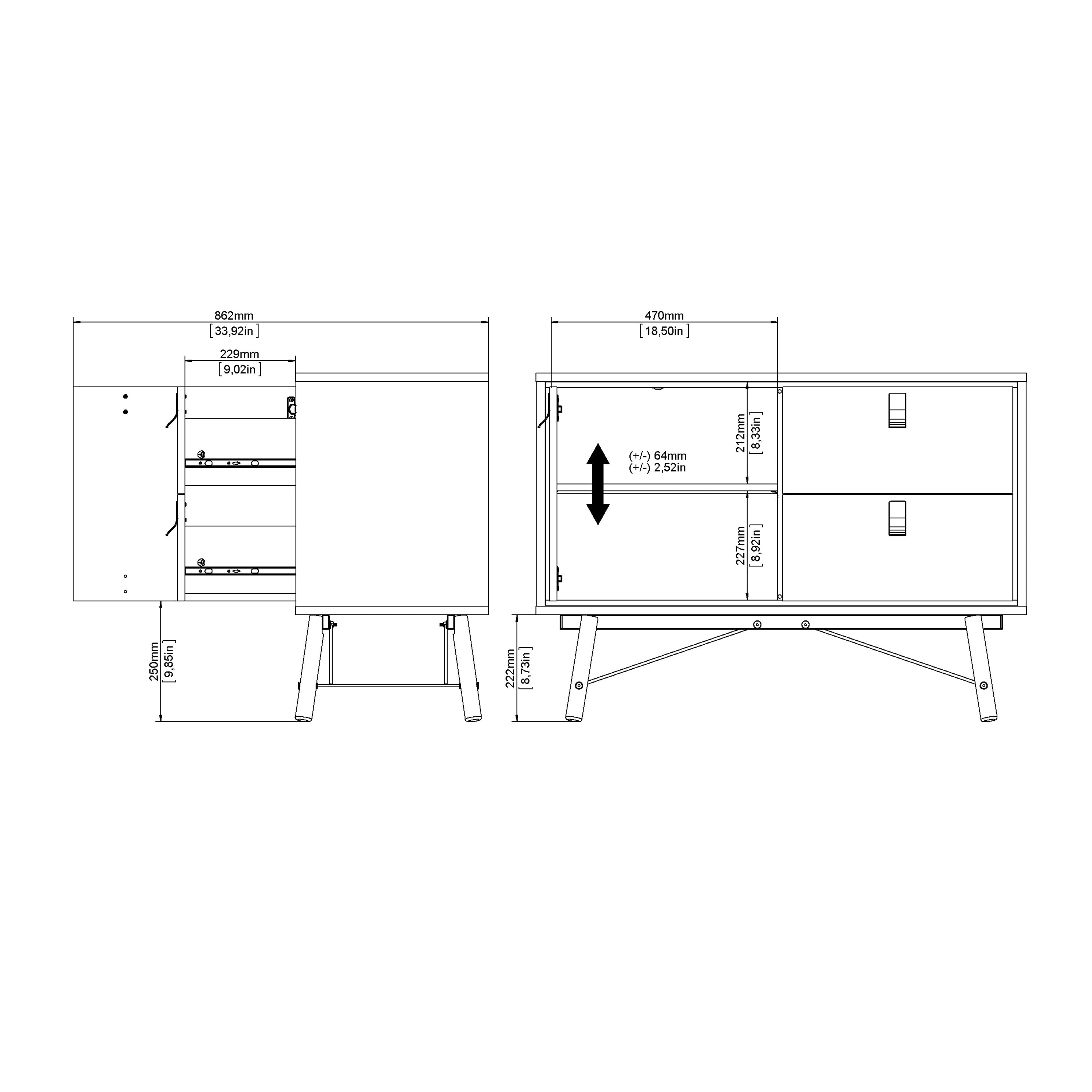 Ry Sideboard with 1 Door 2 Drawers in Matt White – FTG, view 12