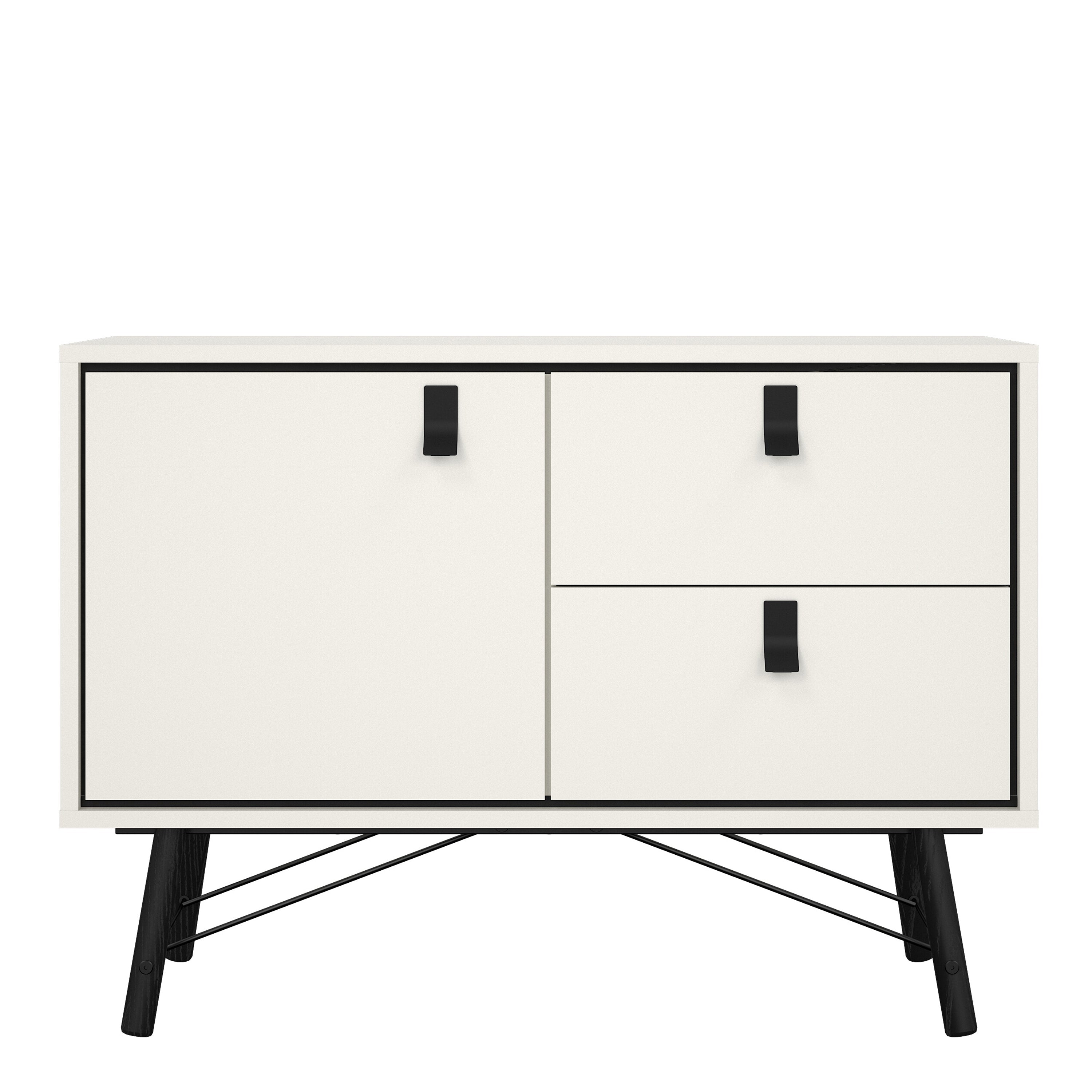 Ry Sideboard with 1 Door 2 Drawers in Matt White – FTG, view 2