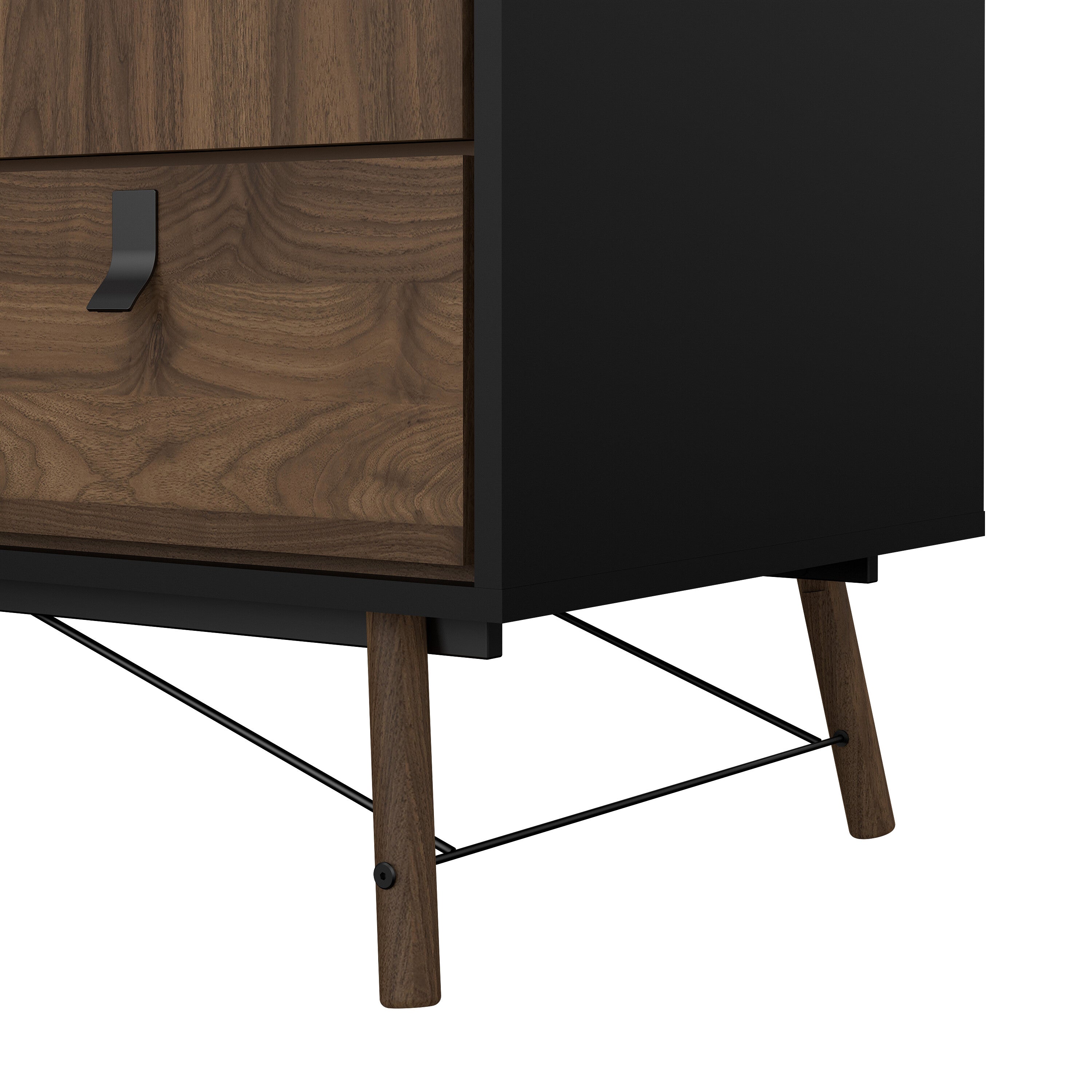 Ry Wardrobe 3 Doors 3 Drawers in Matt Black Walnut – FTG, view 10