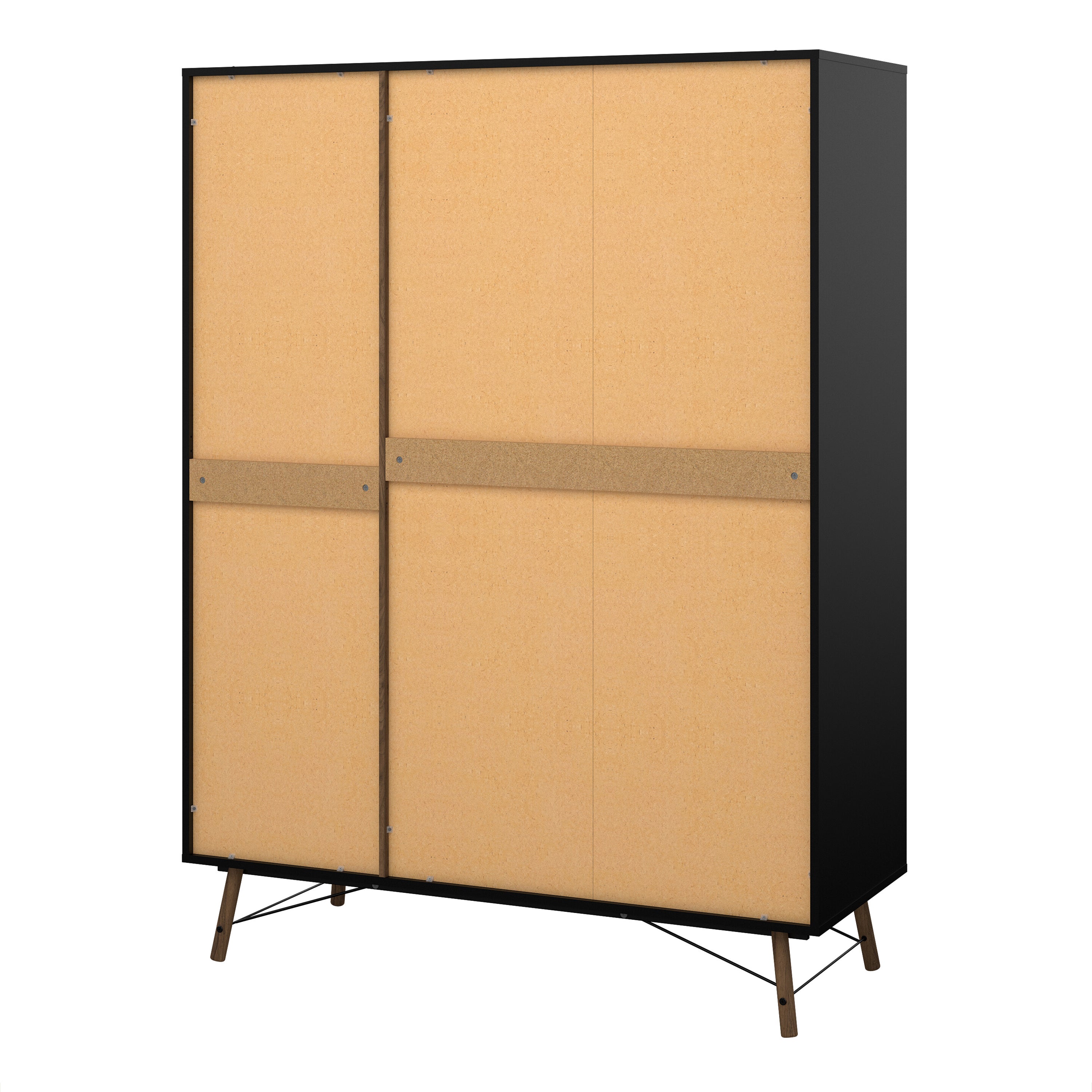 Ry Wardrobe 3 Doors 3 Drawers in Matt Black Walnut – FTG, view 4