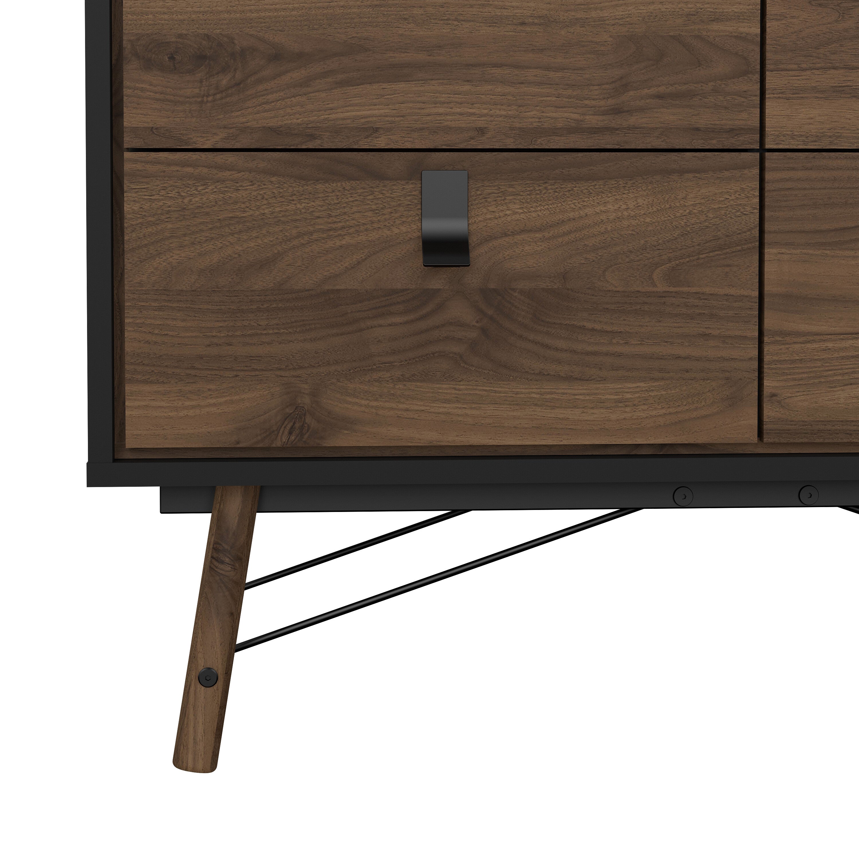 Ry Double Chest of Drawers 6 Drawers in Matt Black Walnut – FTG, view 9