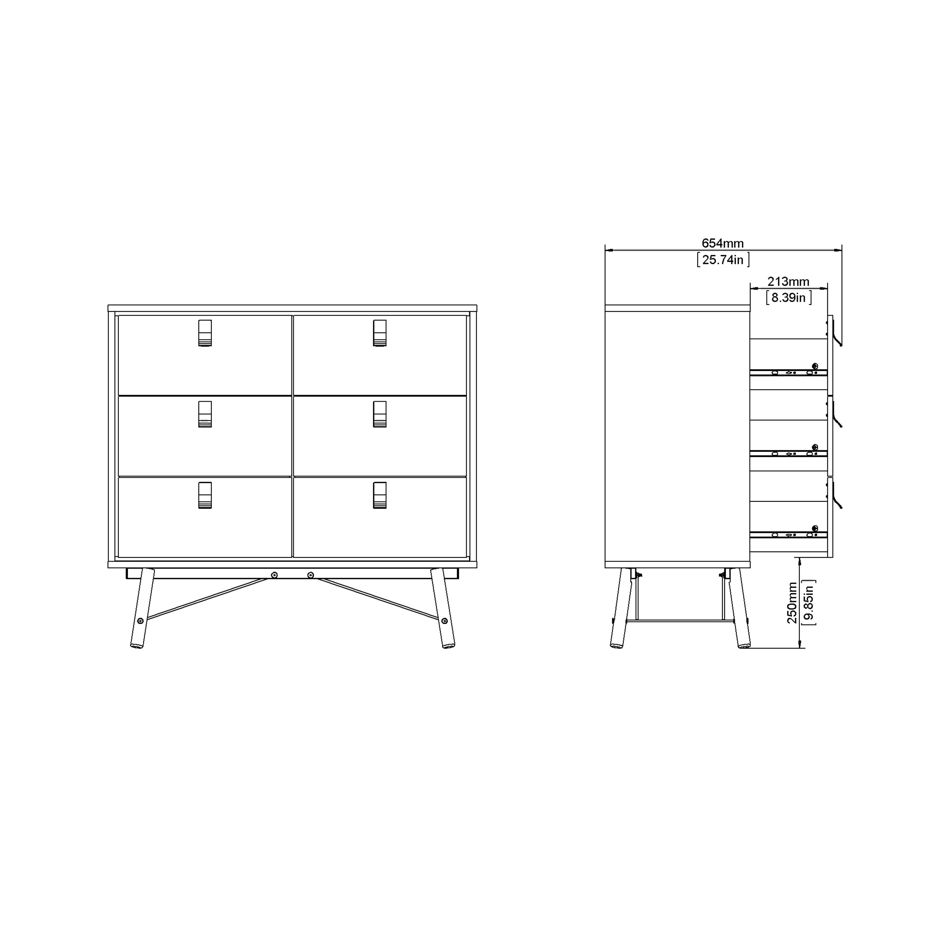 Ry Small Double Chest of Drawers 6 Drawers in Jackson Hickory Oak – FTG, view 11
