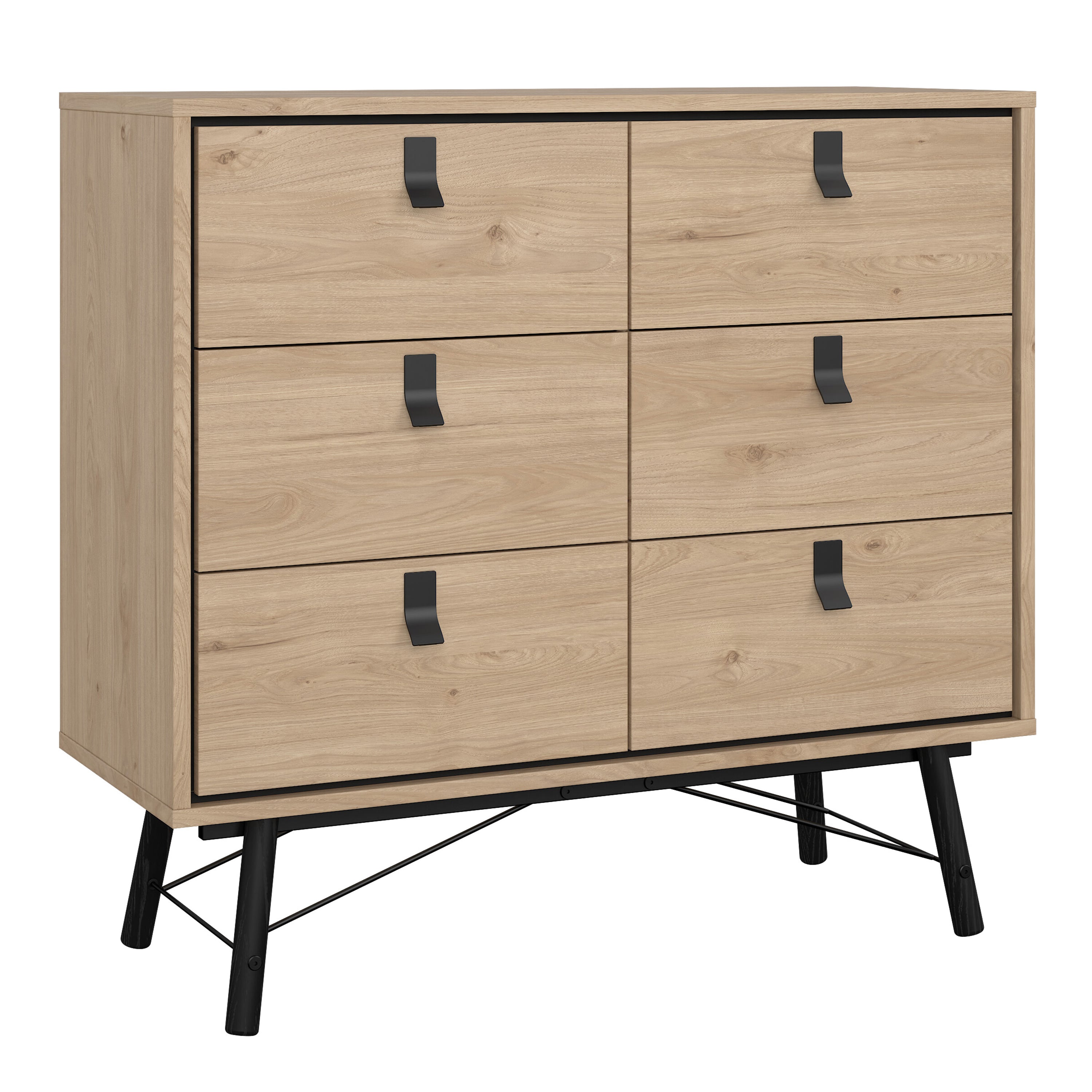 Ry Small Double Chest of Drawers 6 Drawers in Jackson Hickory Oak – FTG