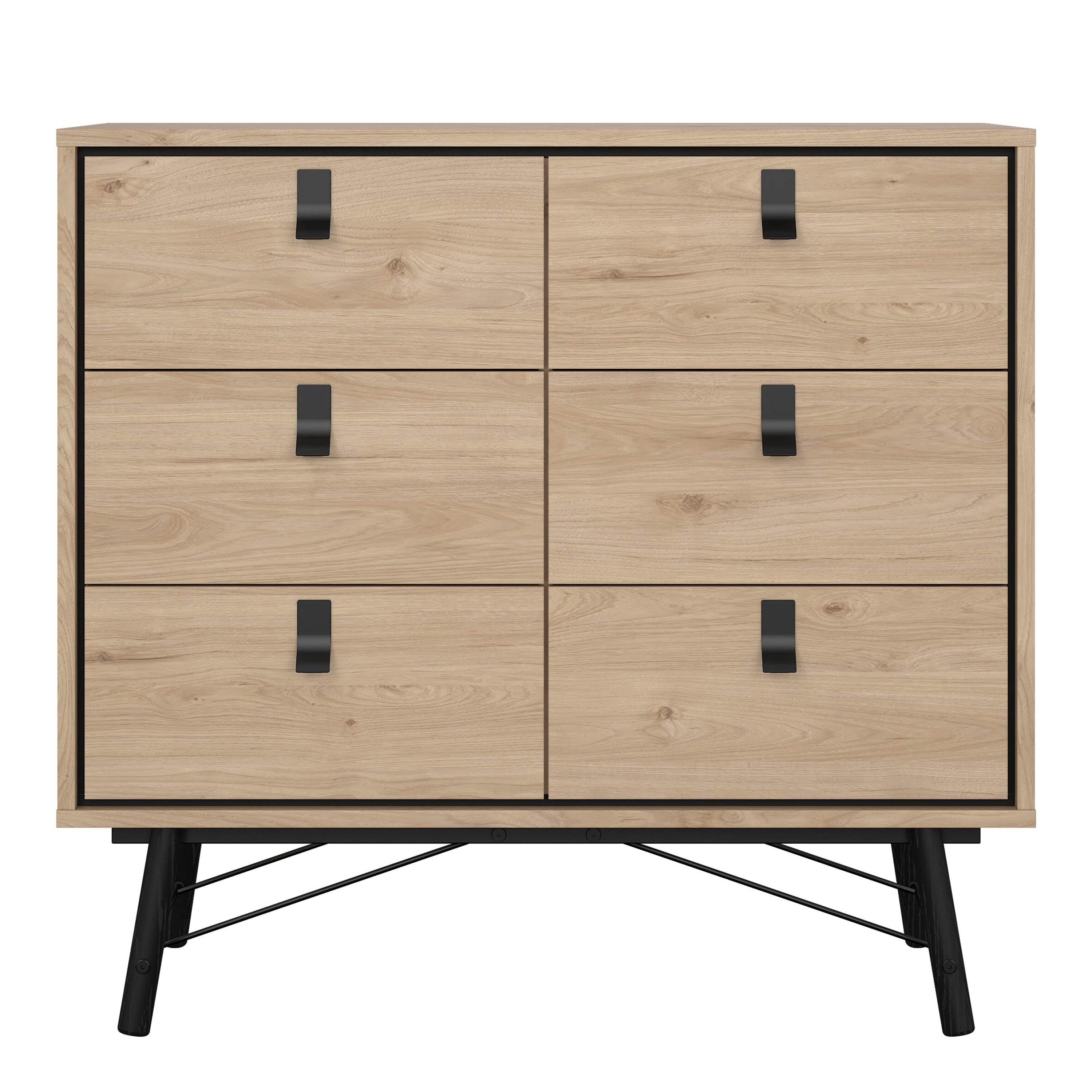 Ry Small Double Chest of Drawers 6 Drawers in Jackson Hickory Oak – FTG, view 2