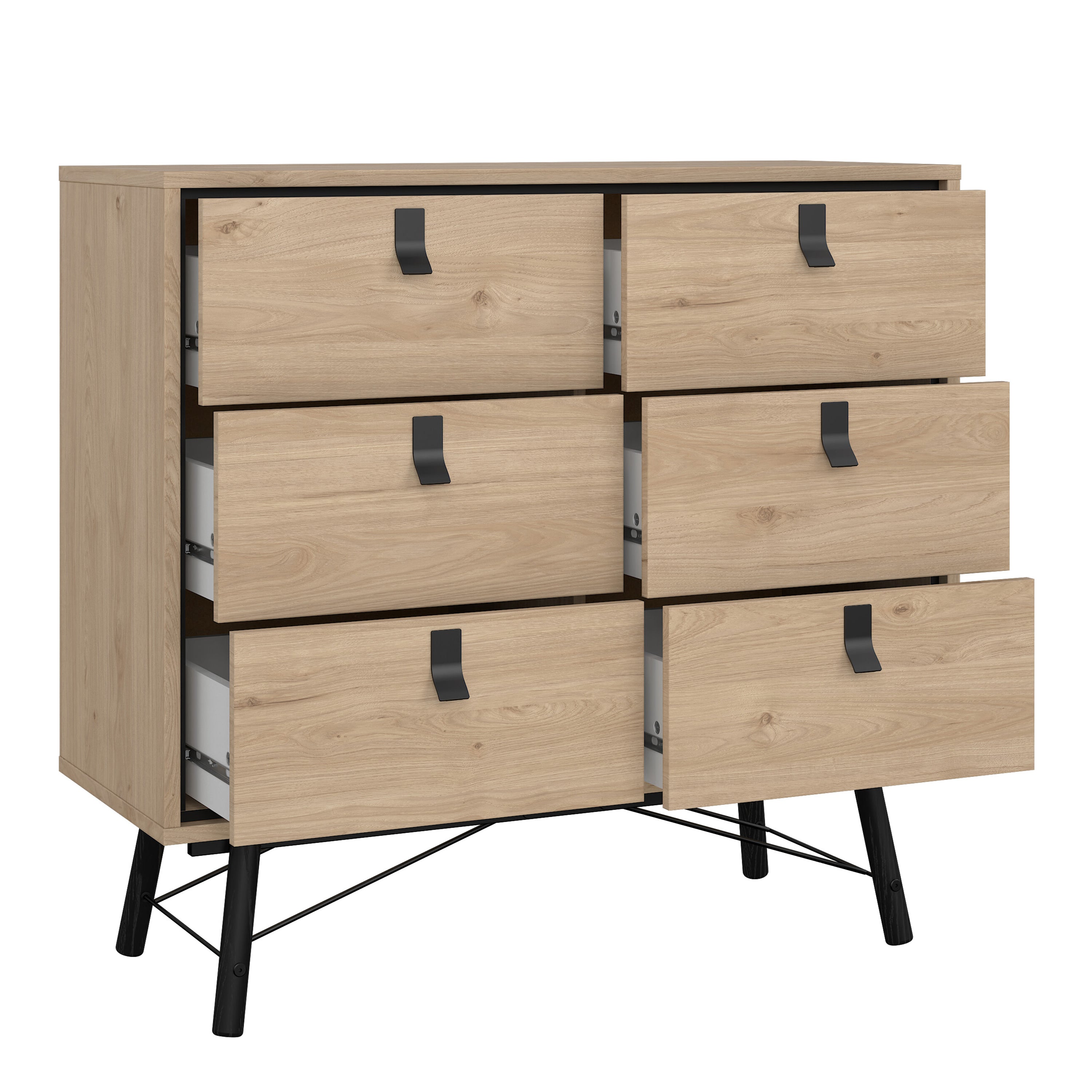 Ry Small Double Chest of Drawers 6 Drawers in Jackson Hickory Oak – FTG, view 5