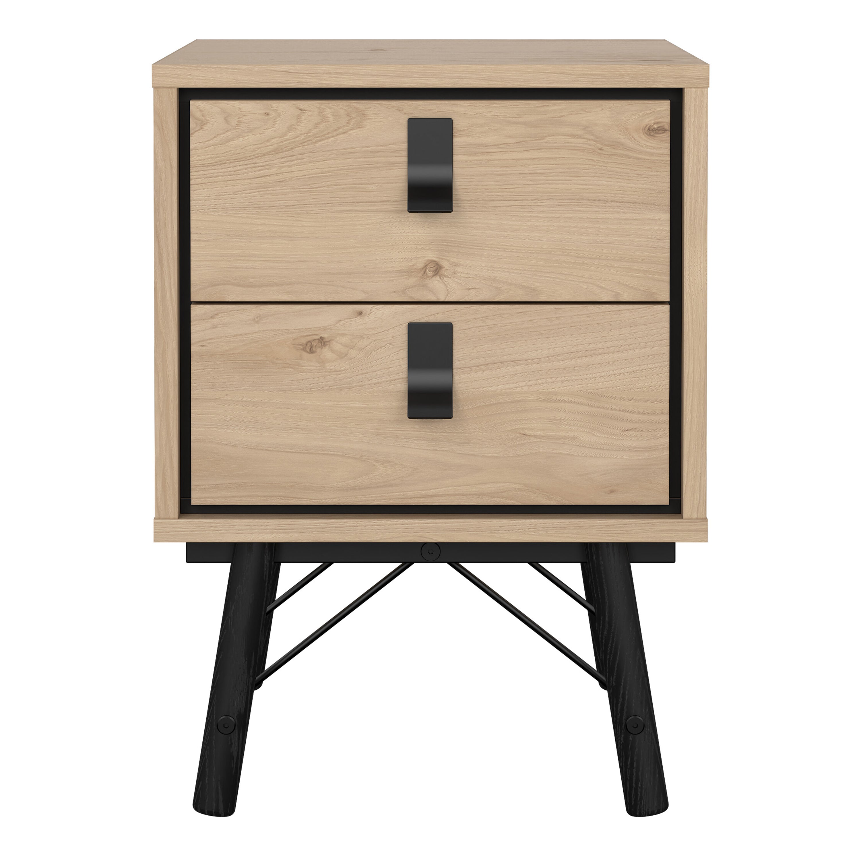 Ry Bedside Cabinet 2 Drawer Jackson Hickory Oak – FTG, view 2