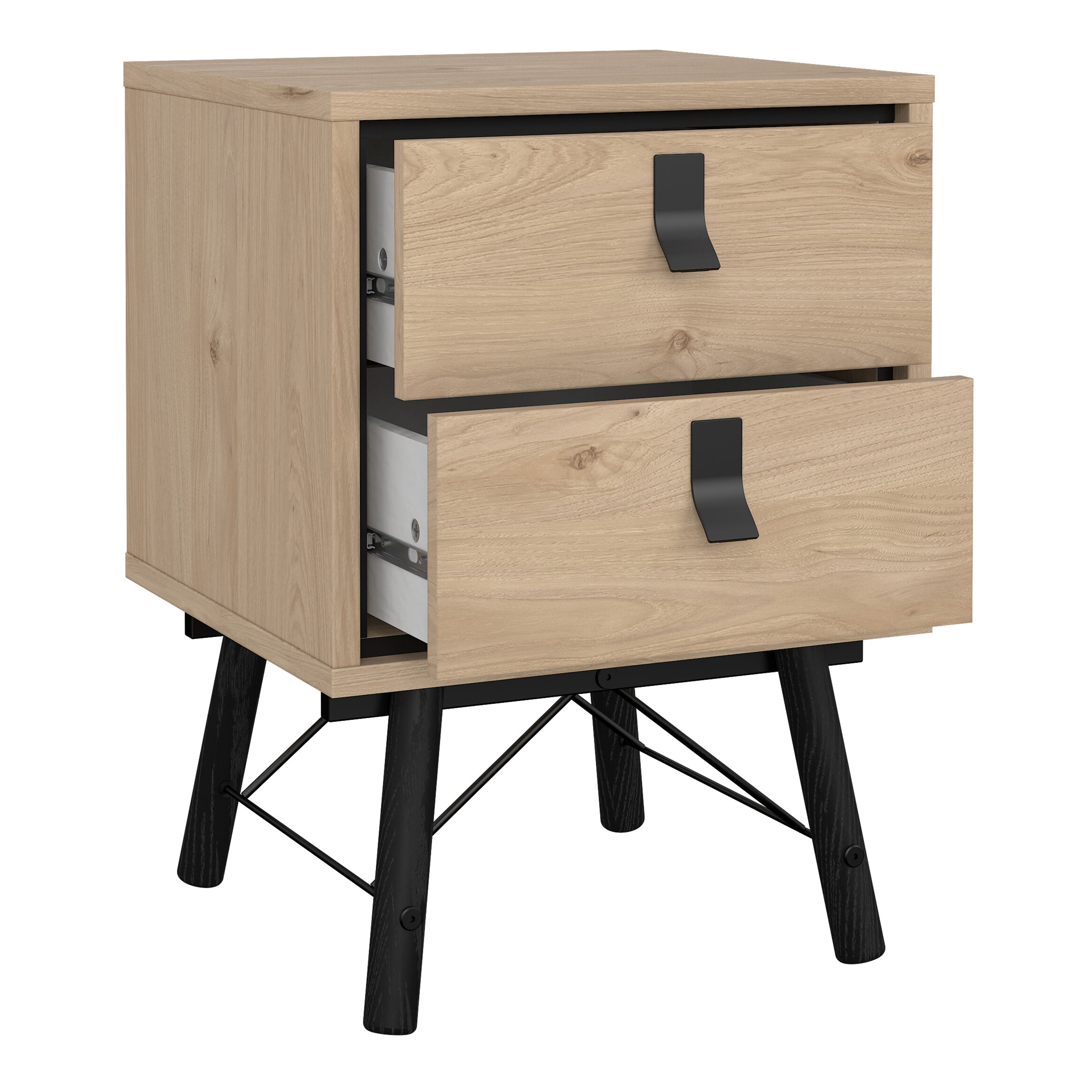 Ry Bedside Cabinet 2 Drawer Jackson Hickory Oak – FTG, view 5