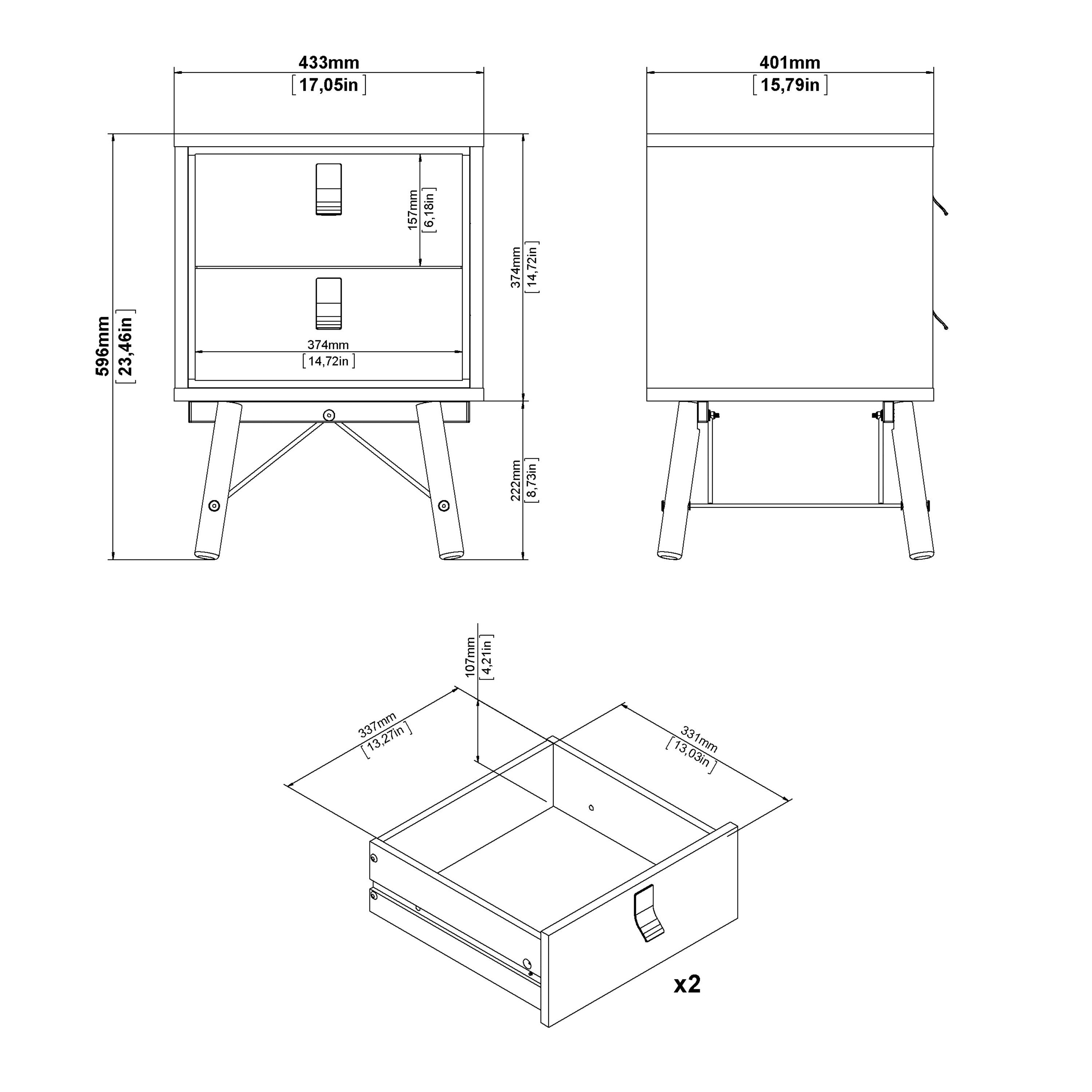 Ry Package - Wardrobe 3 Doors + 3 Drawers + Double chest 6 Drawers + Bedside Cabinet 2 Drawers in Matt Black Walnut – FTG…