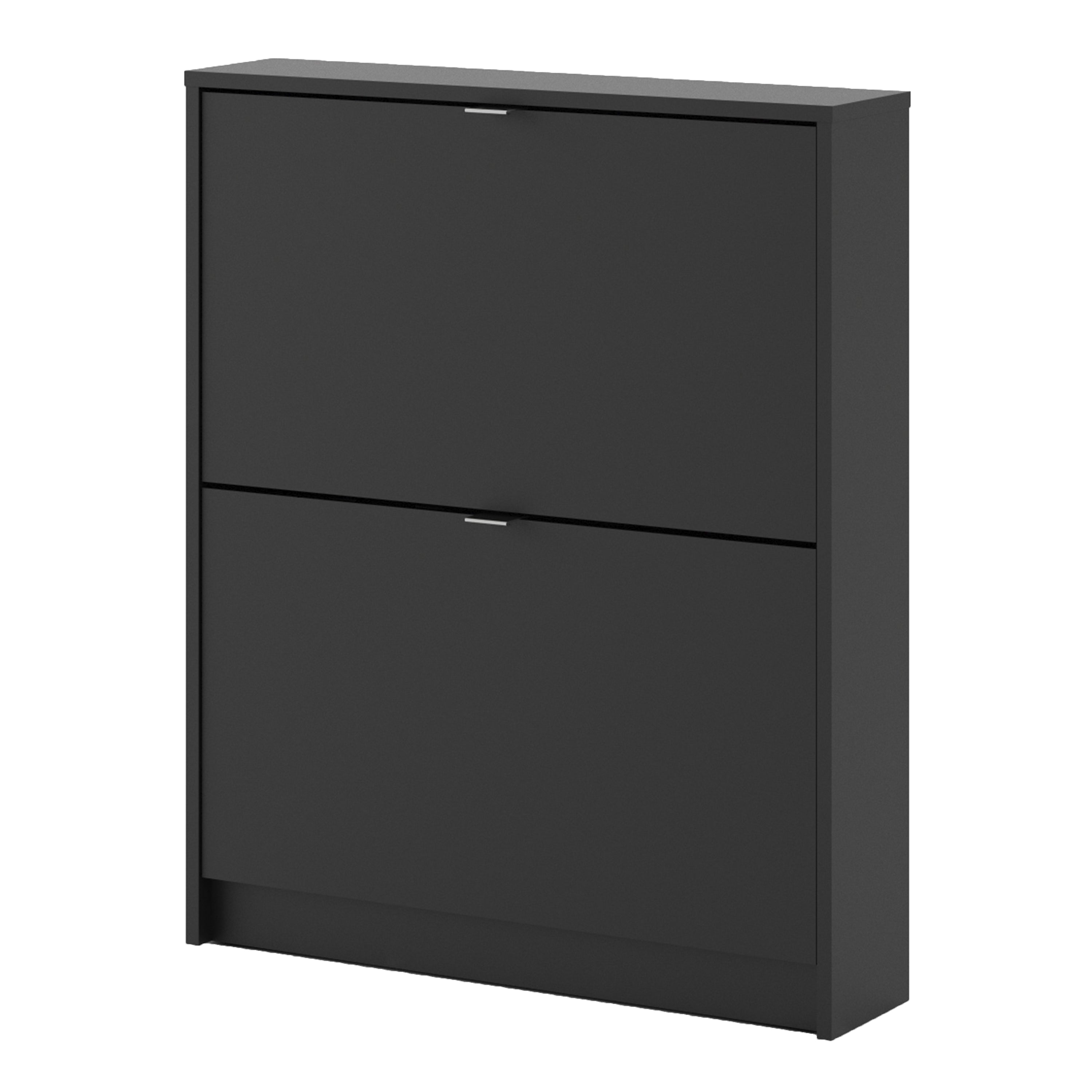 Shoes Shoe Cabinet 2 Flip Down Doors and 1 layer in Matt Black – FTG, view 3