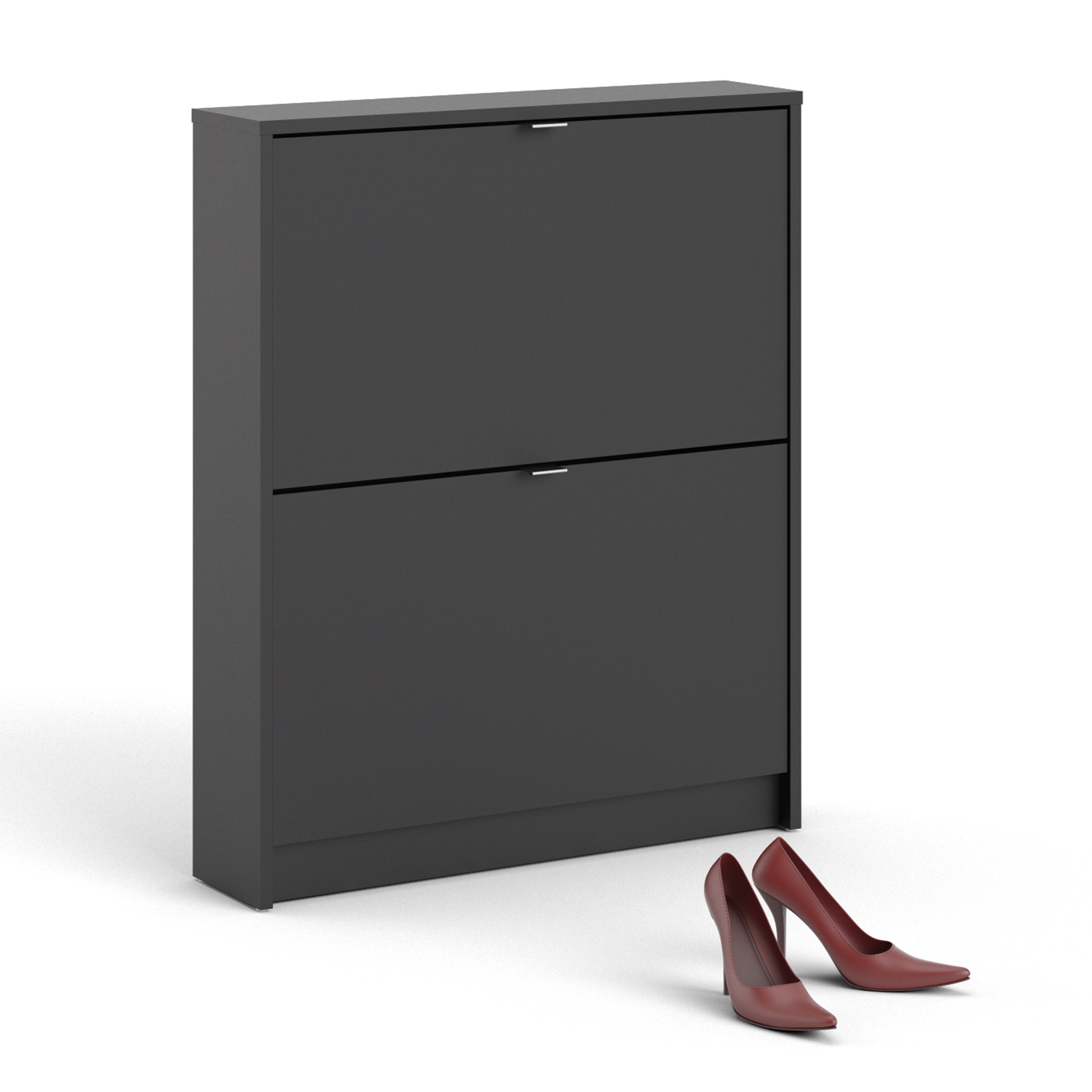 Shoes Shoe Cabinet 2 Flip Down Doors and 1 layer in Matt Black – FTG, view 4