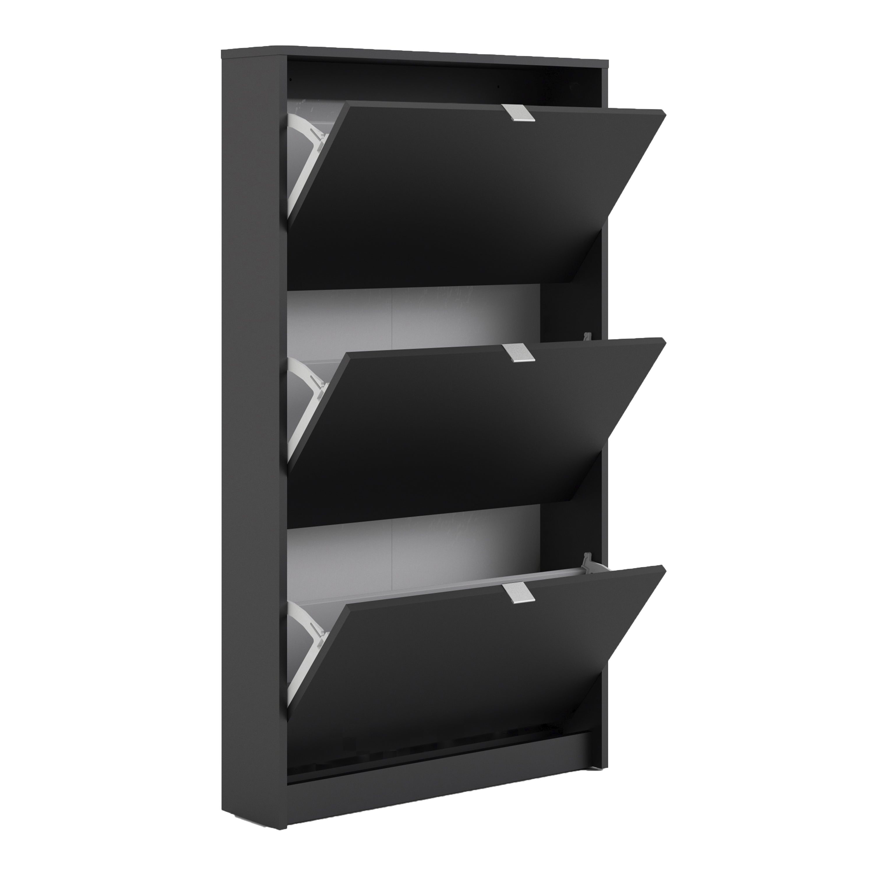 Shoes Shoe Cabinet 3 Flip Down Doors and 1 layer in Matt Black – FTG, view 4