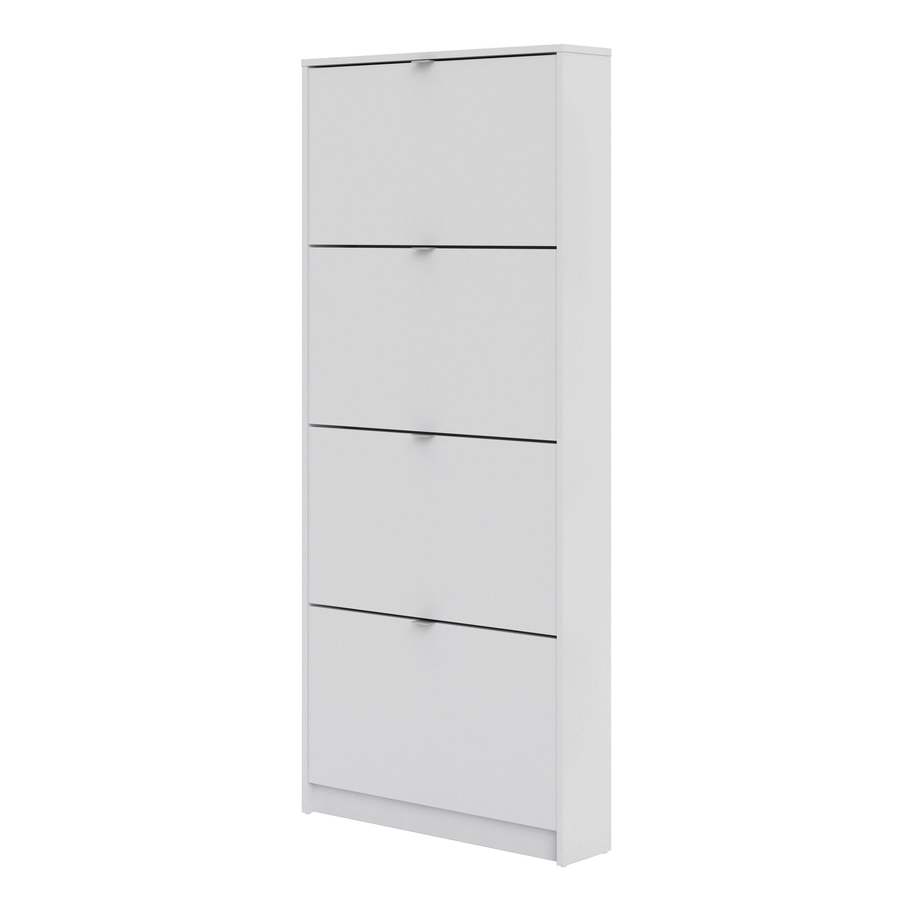 Shoes Shoe Cabinet 4 Flip Down Doors and 1 layer in White – FTG, view 3