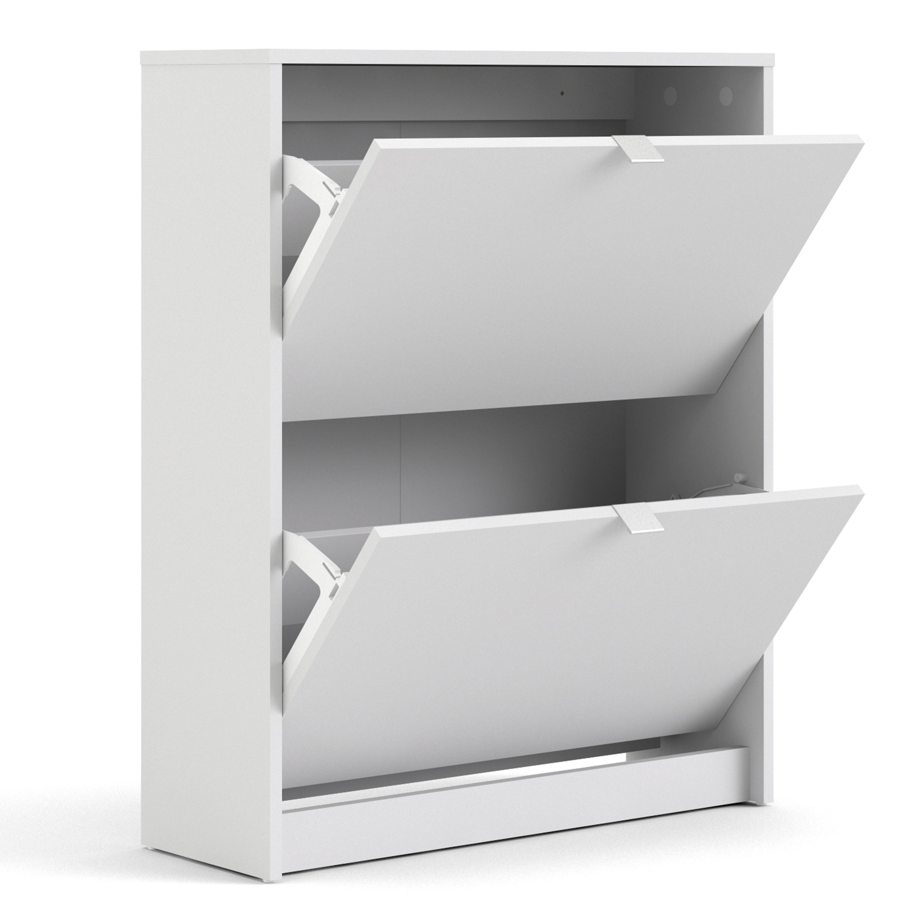 Shoes Shoe Cabinet 2 Flip Down Doors and 2 layers in White – FTG, view 4