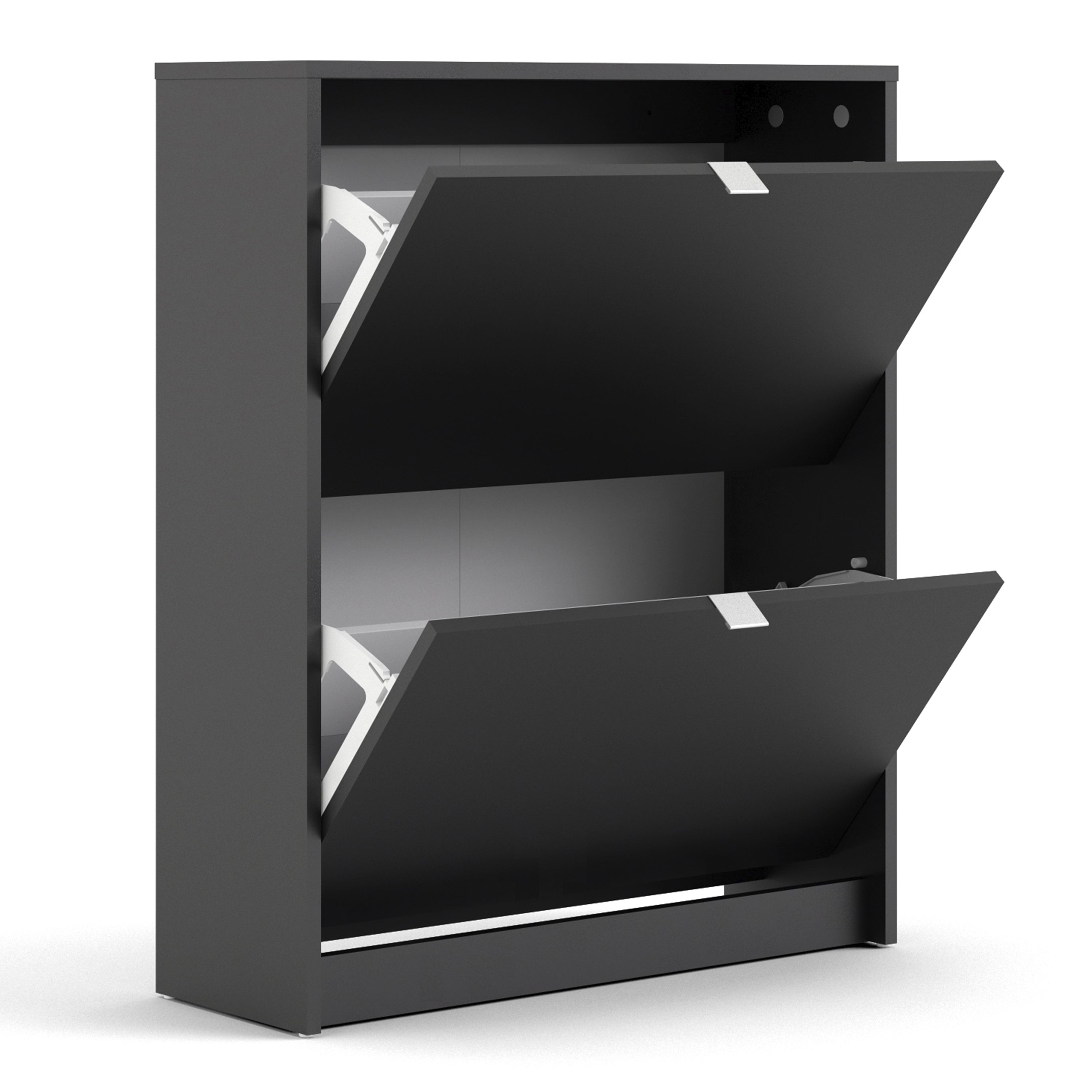 Shoes Shoe Cabinet 2 Flip Down Doors and 2 layers in Matt Black – FTG, view 4