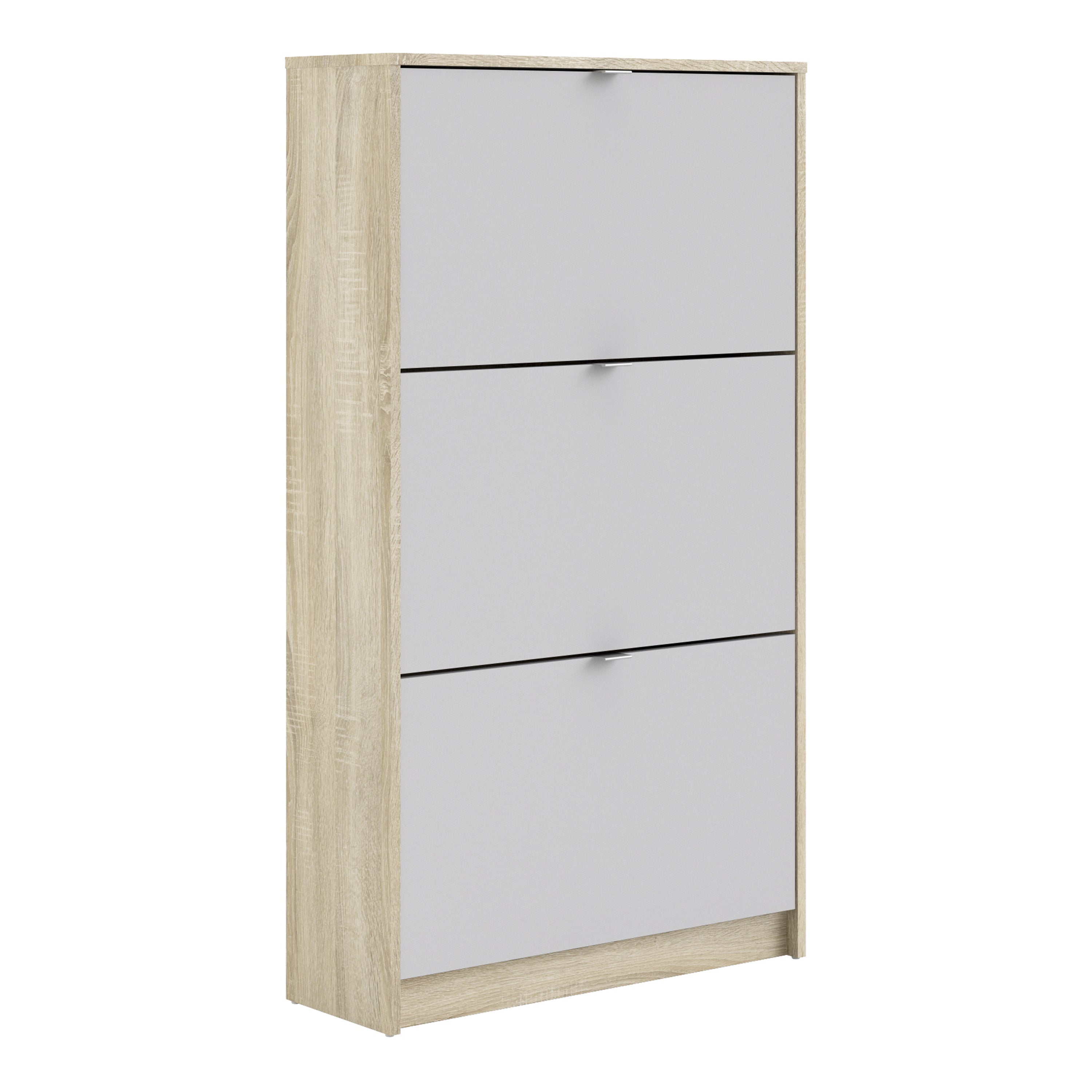 Shoes Shoe Cabinet 3 Flip Down Doors and 2 layers Oak structure White – FTG