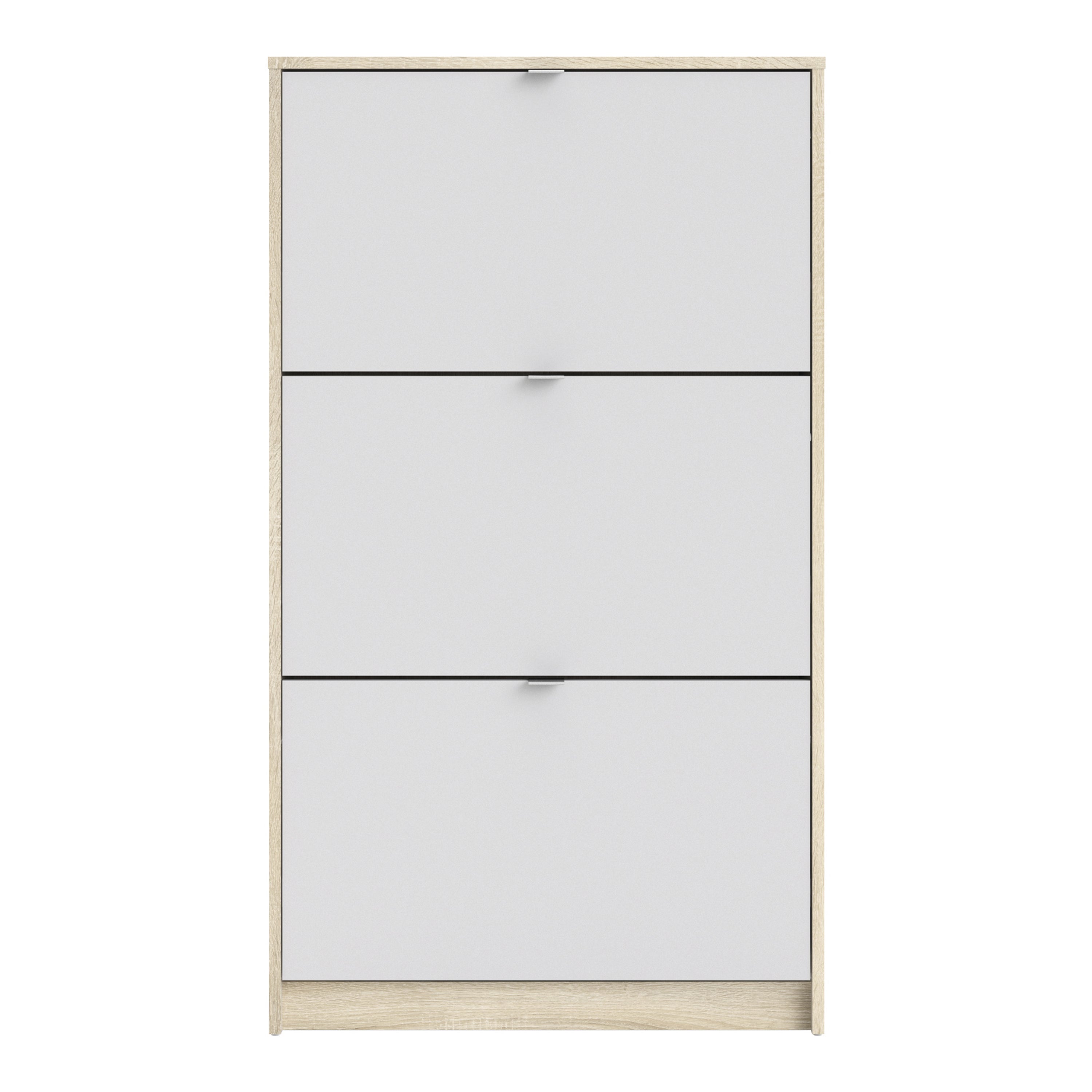Shoes Shoe Cabinet 3 Flip Down Doors and 2 layers Oak structure White – FTG, view 2