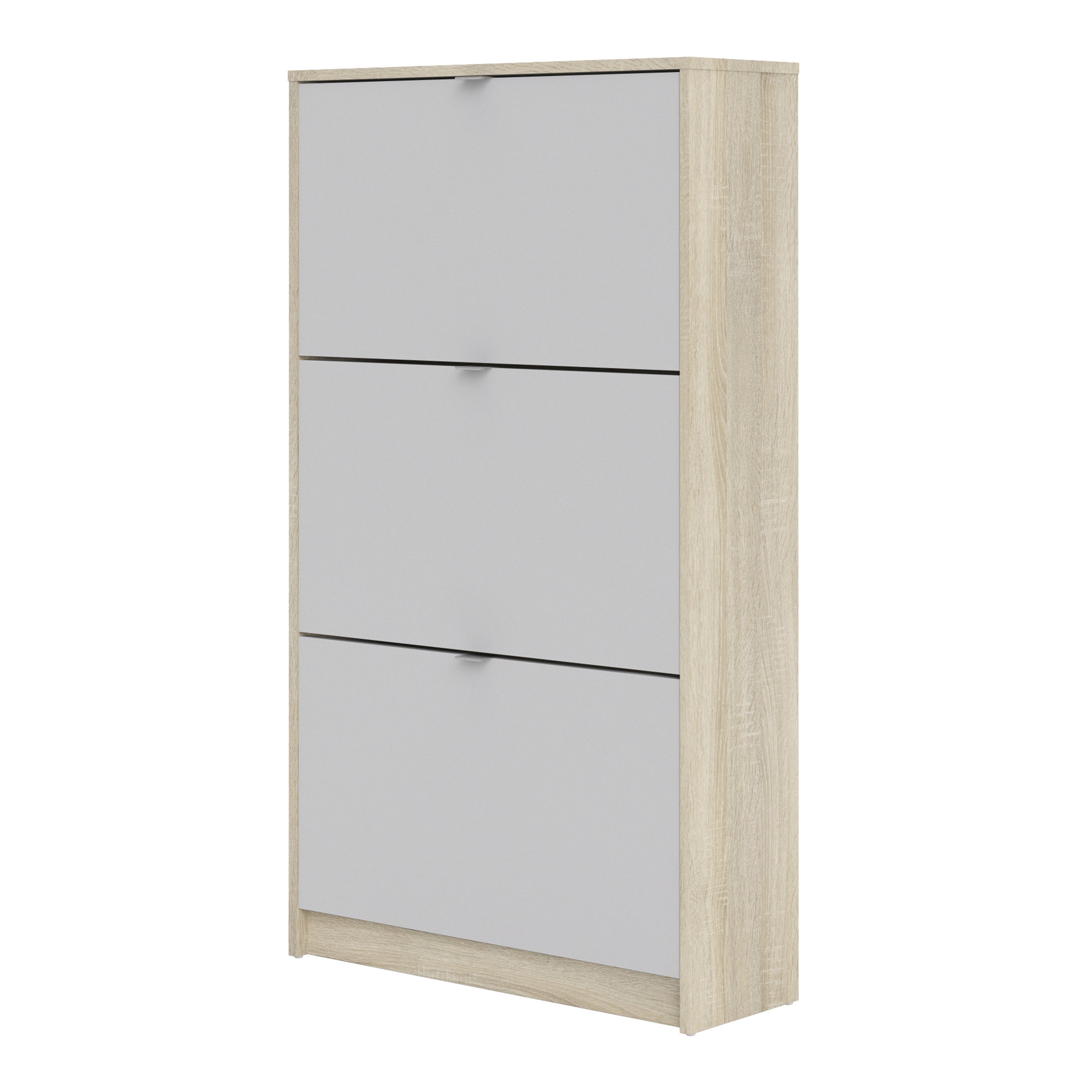 Shoes Shoe Cabinet 3 Flip Down Doors and 2 layers Oak structure White – FTG, view 3
