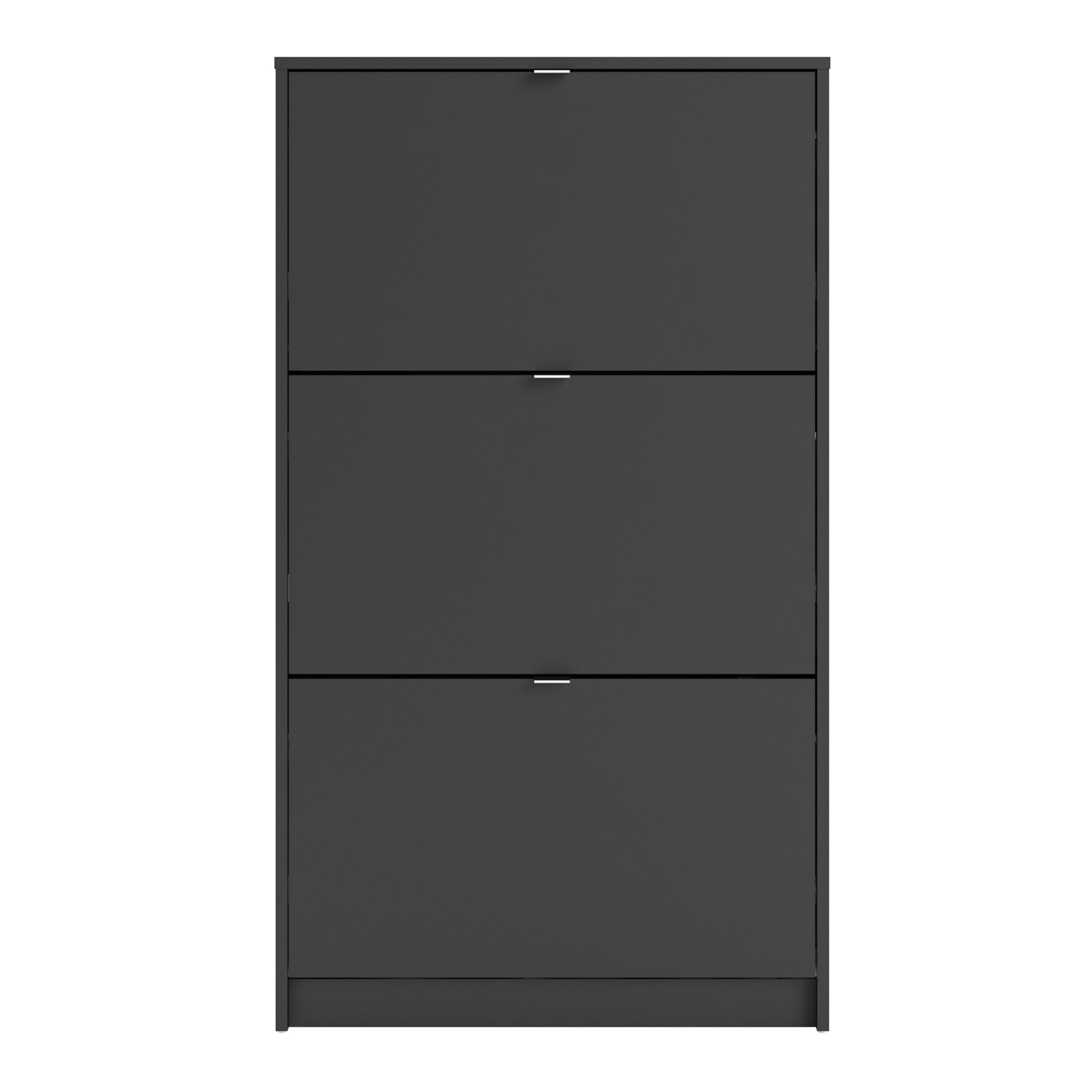 Shoes Shoe Cabinet 3 Flip Down Doors and 2 layers in Matt Black – FTG, view 2