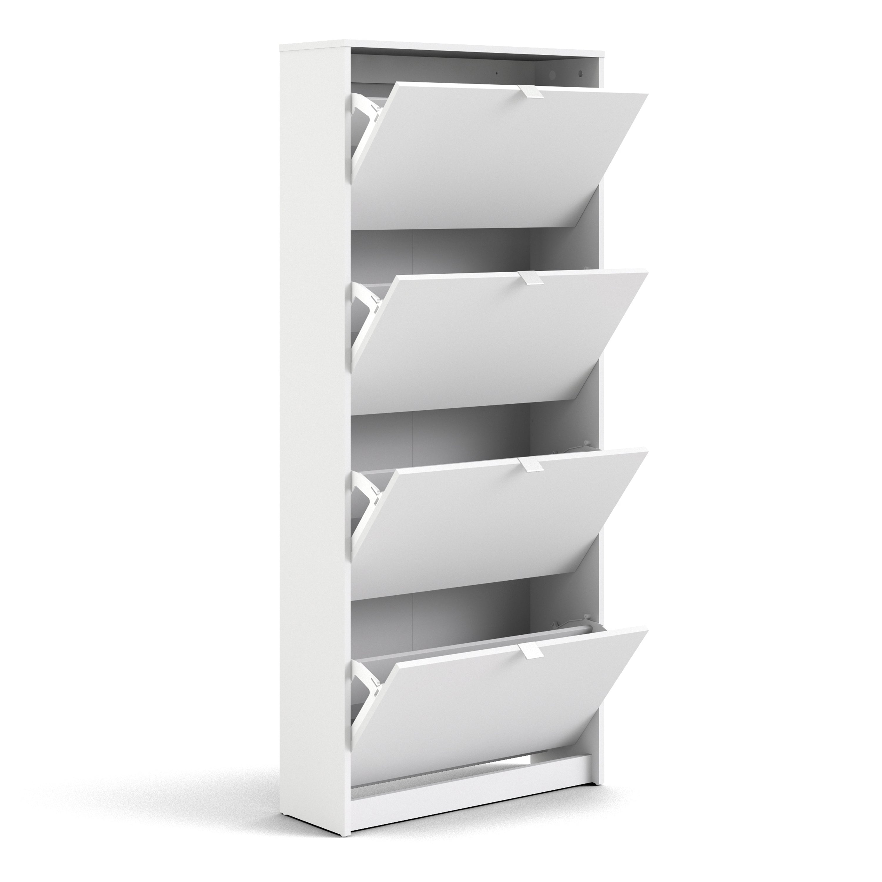 Shoes Shoe Cabinet 4 Flip Down Doors and 2 layers in White – FTG, view 4