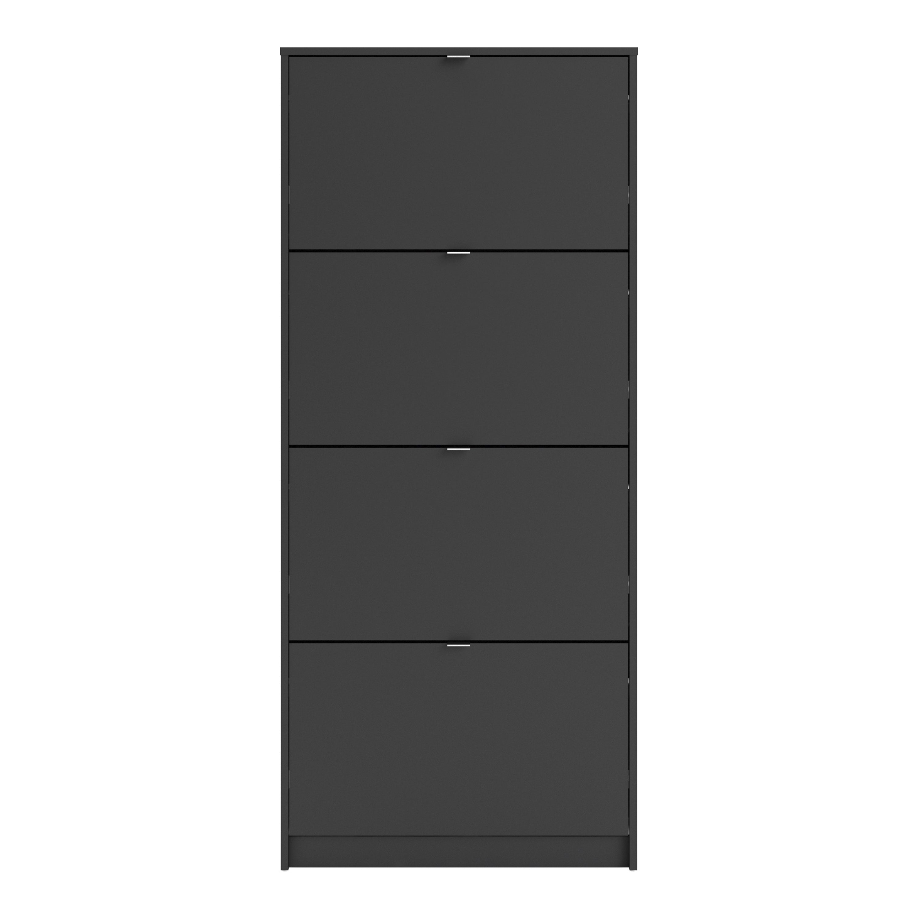 Shoes Shoe Cabinet 4 Flip Down Doors and 2 layers in Matt Black – FTG, view 2