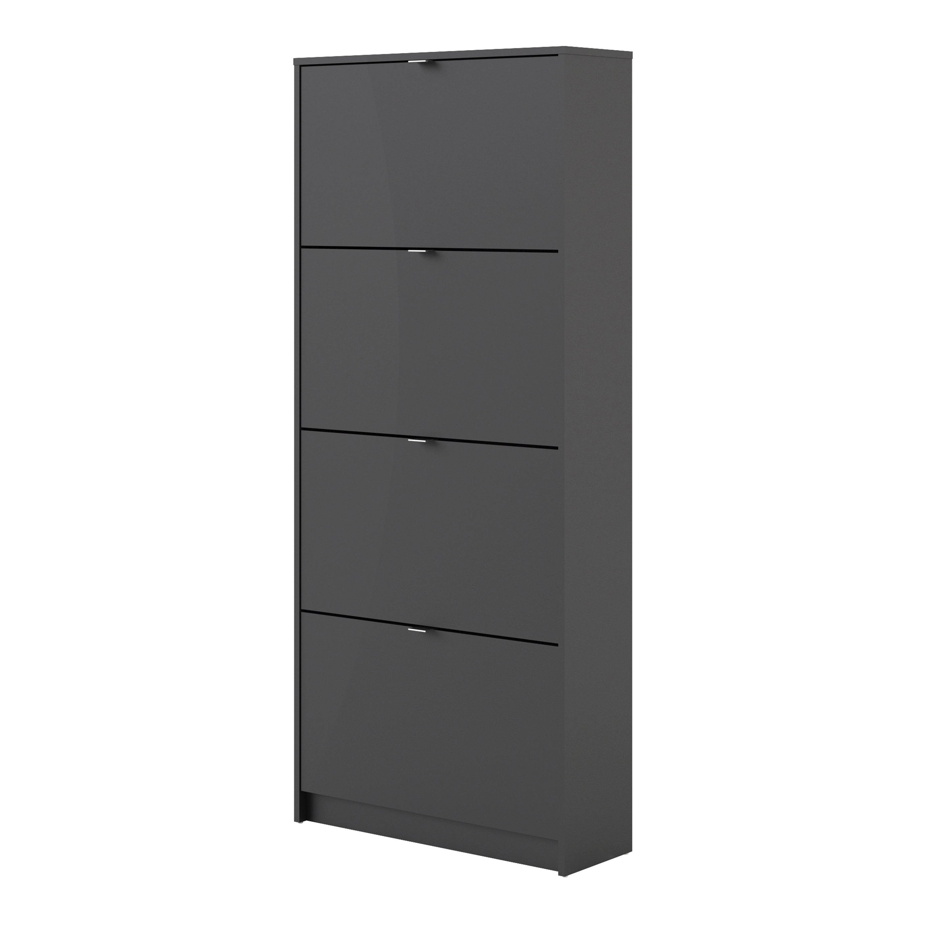 Shoes Shoe Cabinet 4 Flip Down Doors and 2 layers in Matt Black – FTG, view 3
