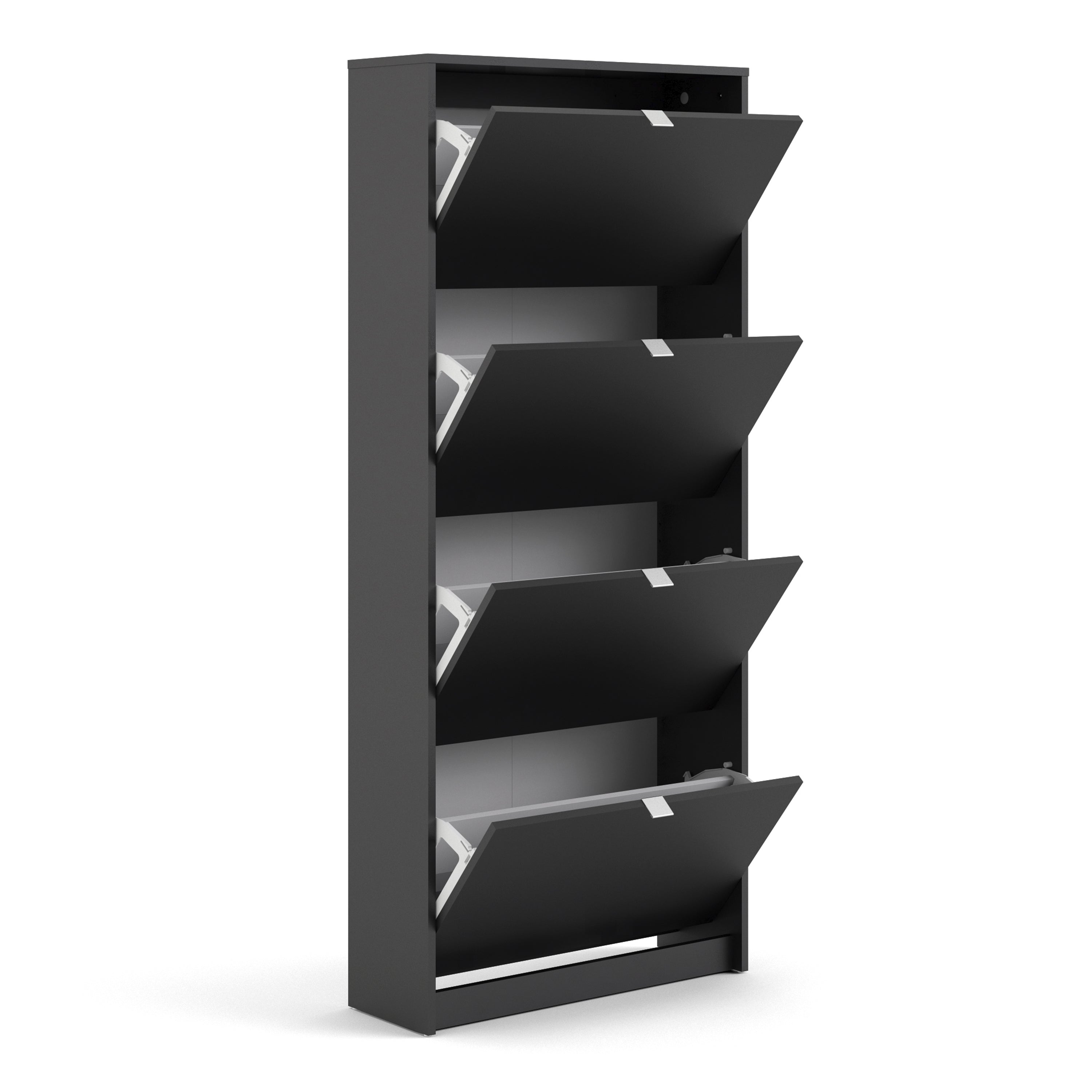 Shoes Shoe Cabinet 4 Flip Down Doors and 2 layers in Matt Black – FTG, view 4