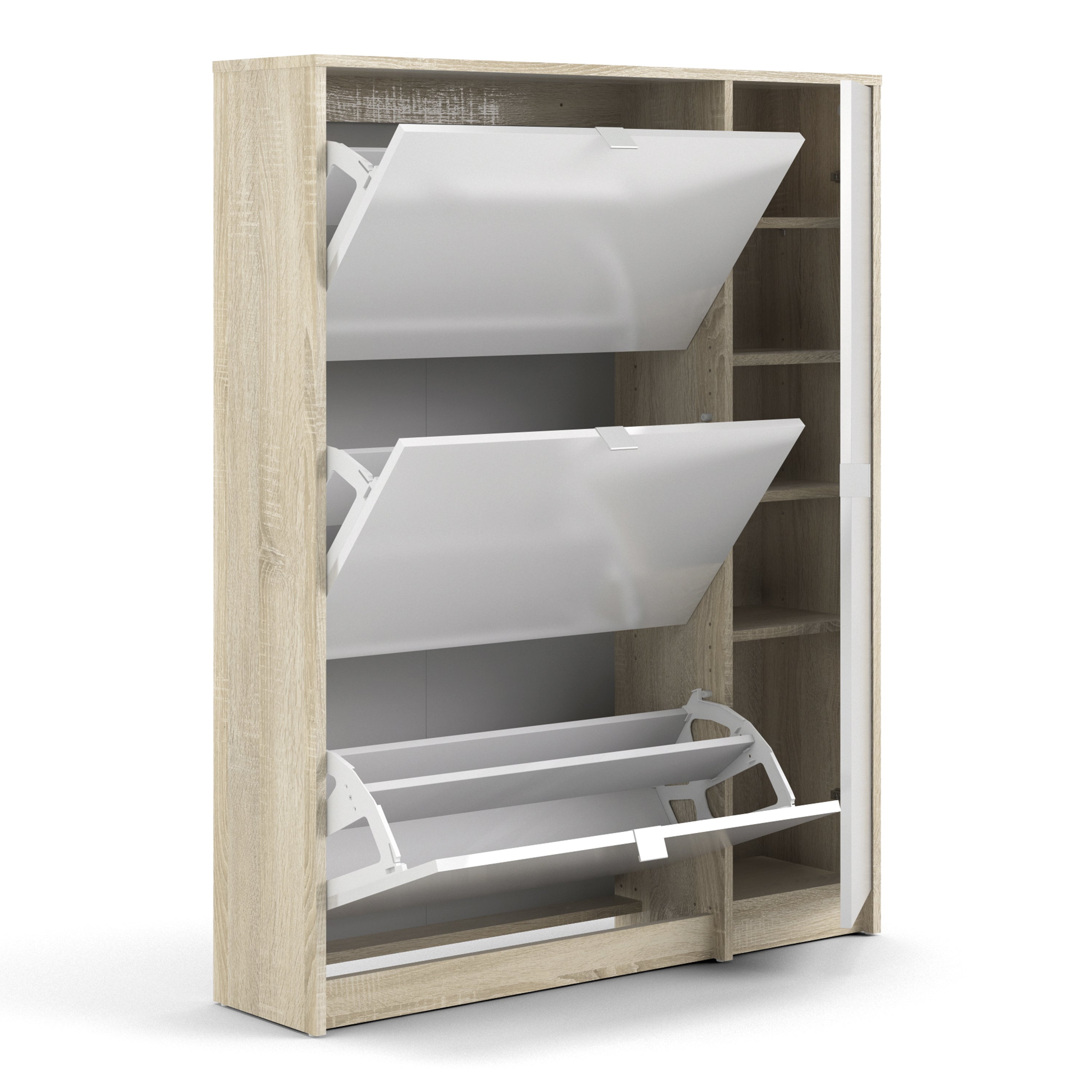 Shoes Shoe Cabinet 3 Flip Down Doors and 2 layers 1 Door Oak structure – FTG, view 4