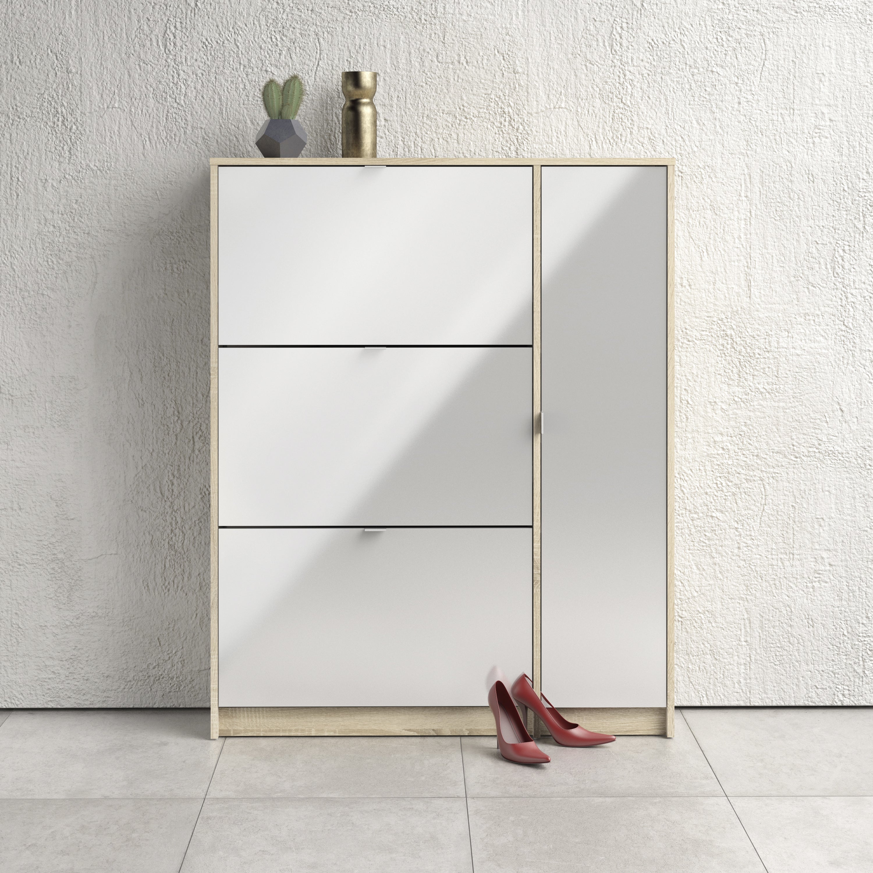 Shoes Shoe Cabinet 3 Flip Down Doors and 2 layers 1 Door Oak structure – FTG, view 5