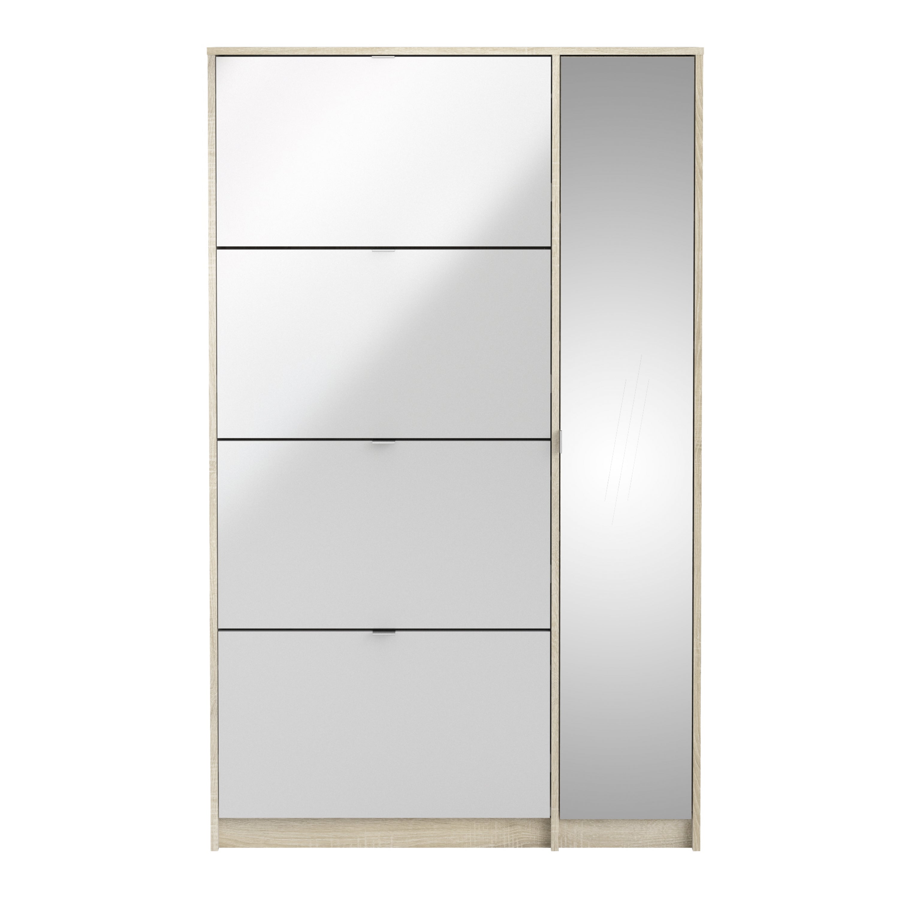 Shoes Shoe Cabinet 4 Flip Down Doors and 2 layers 1 Mirror Door Oak structure – FTG, view 2