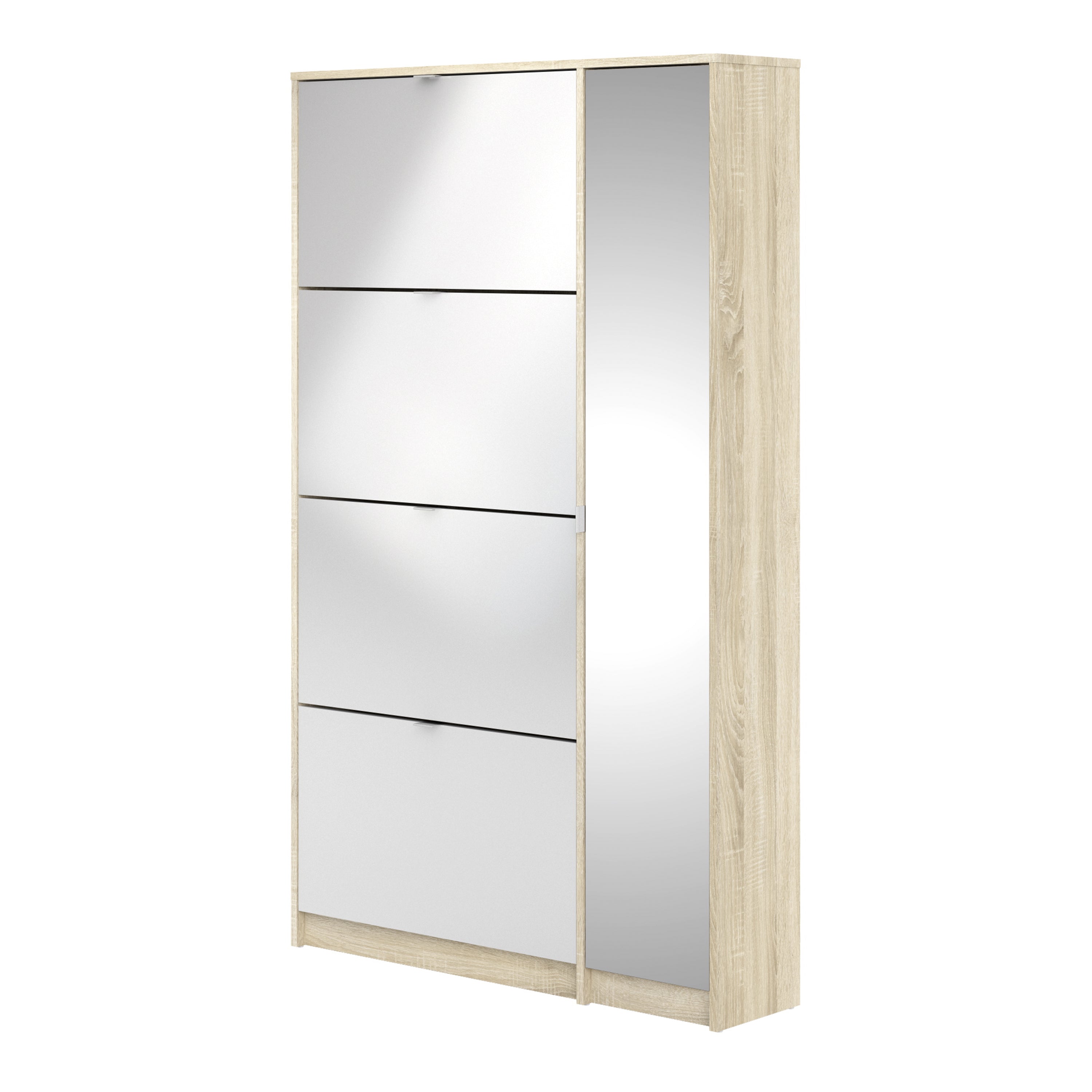 Shoes Shoe Cabinet 4 Flip Down Doors and 2 layers 1 Mirror Door Oak structure – FTG, view 3