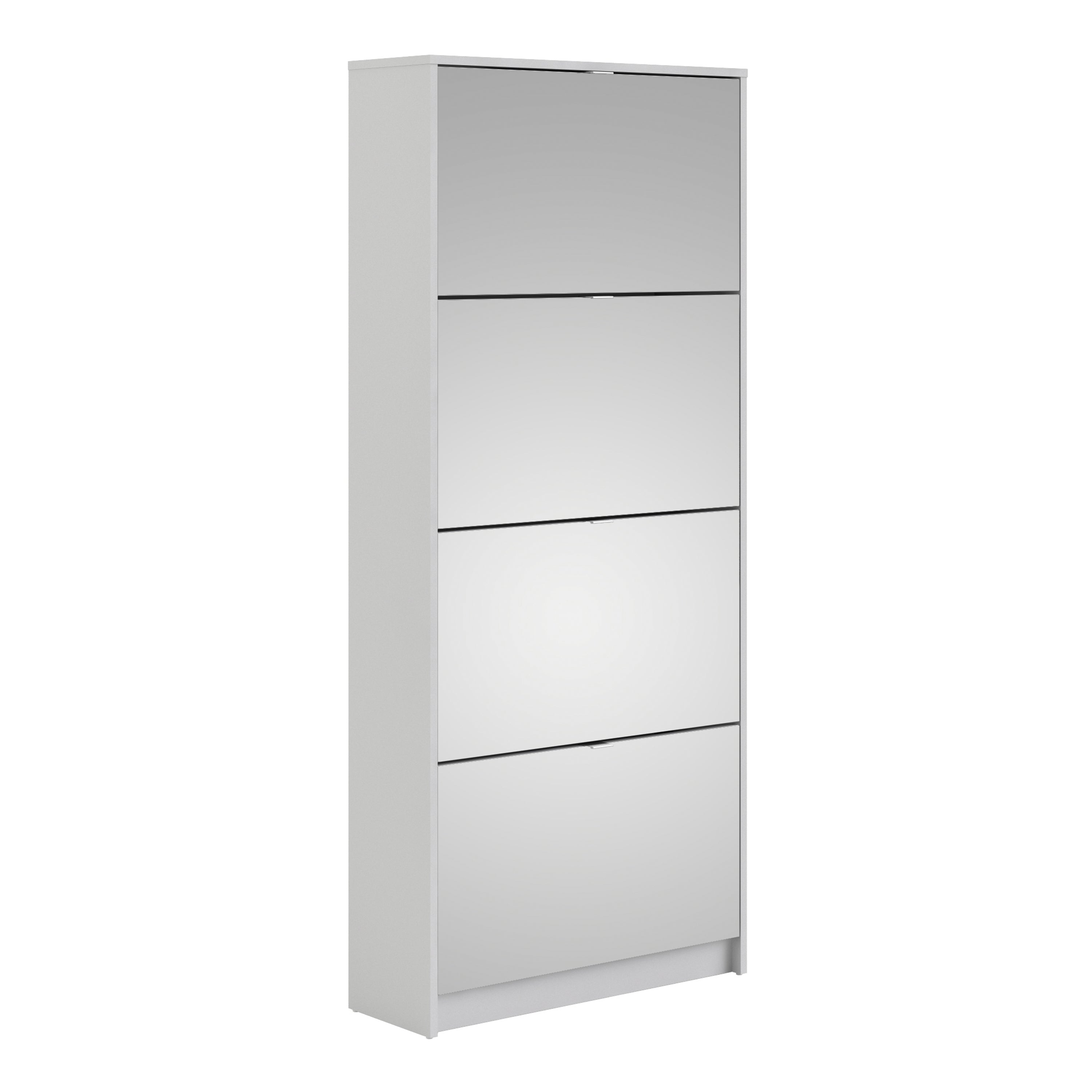 Shoes Shoe Cabinet 4 Flip Down Mirror Doors and 2 layers in White – FTG