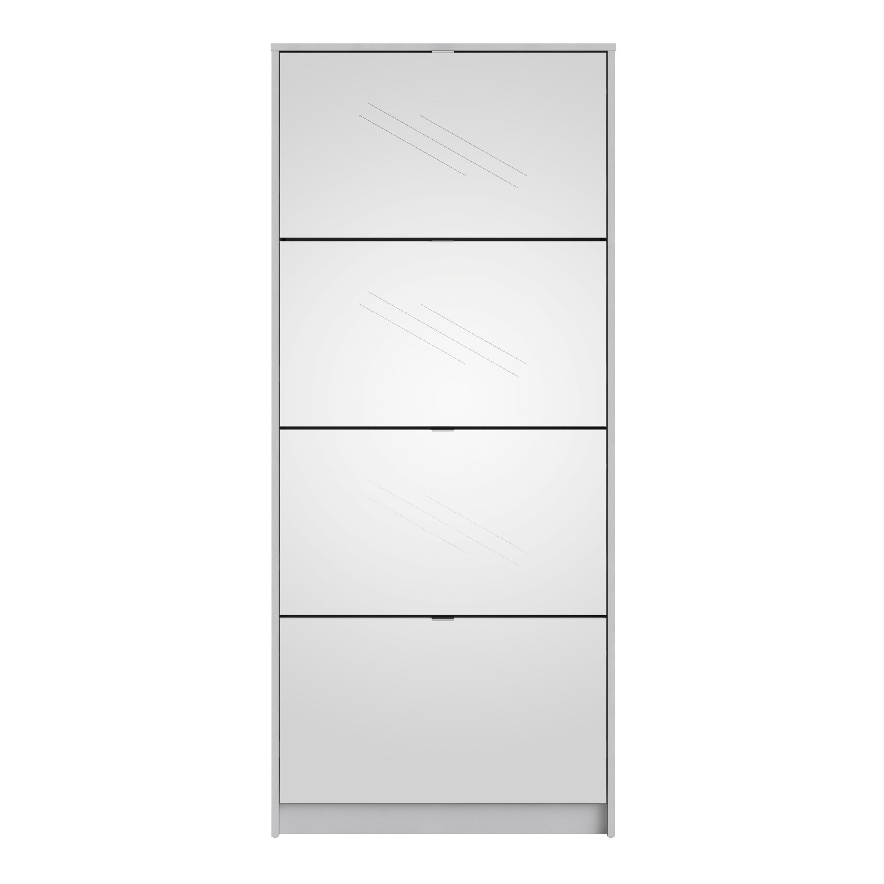 Shoes Shoe Cabinet 4 Flip Down Mirror Doors and 2 layers in White – FTG, view 2
