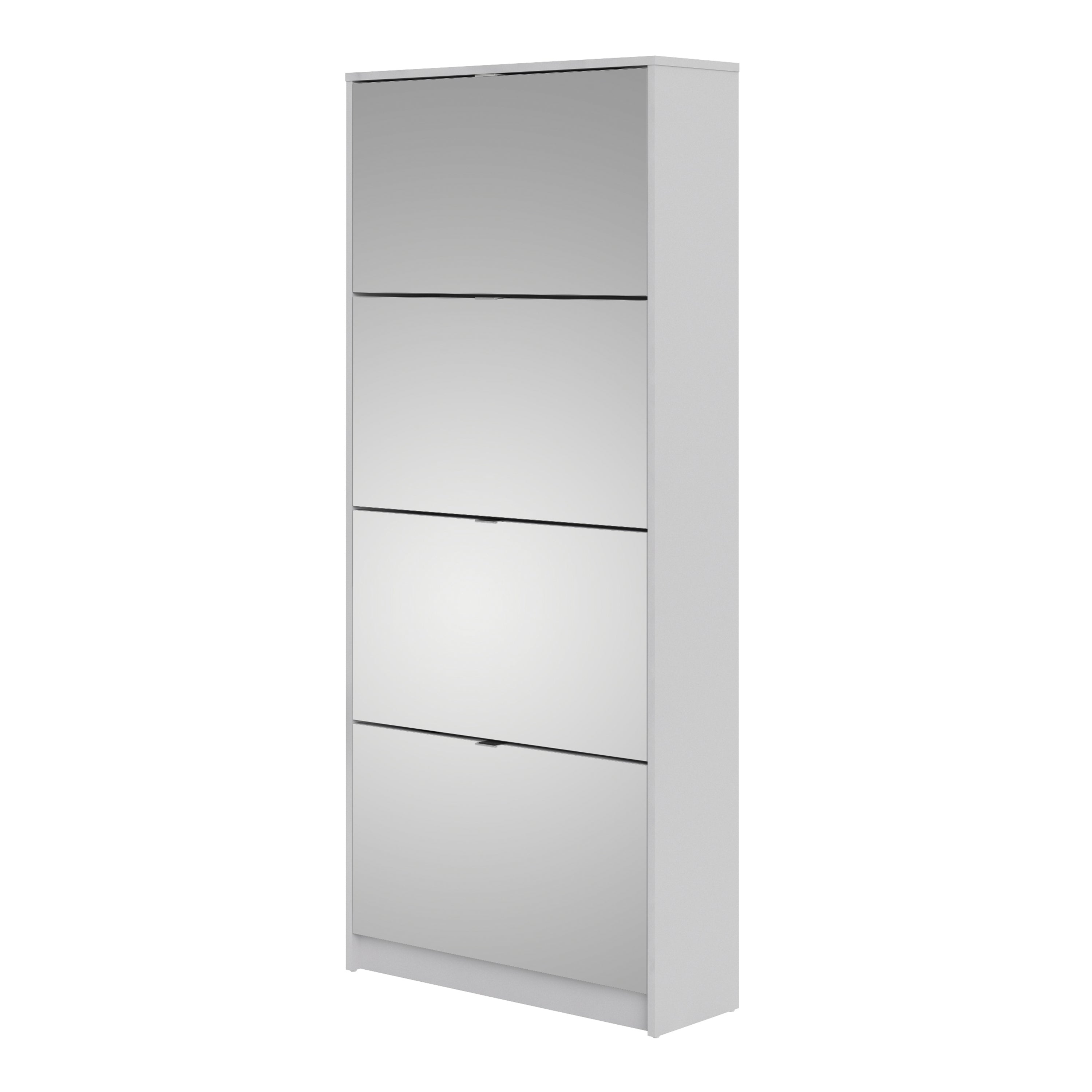 Shoes Shoe Cabinet 4 Flip Down Mirror Doors and 2 layers in White – FTG, view 3