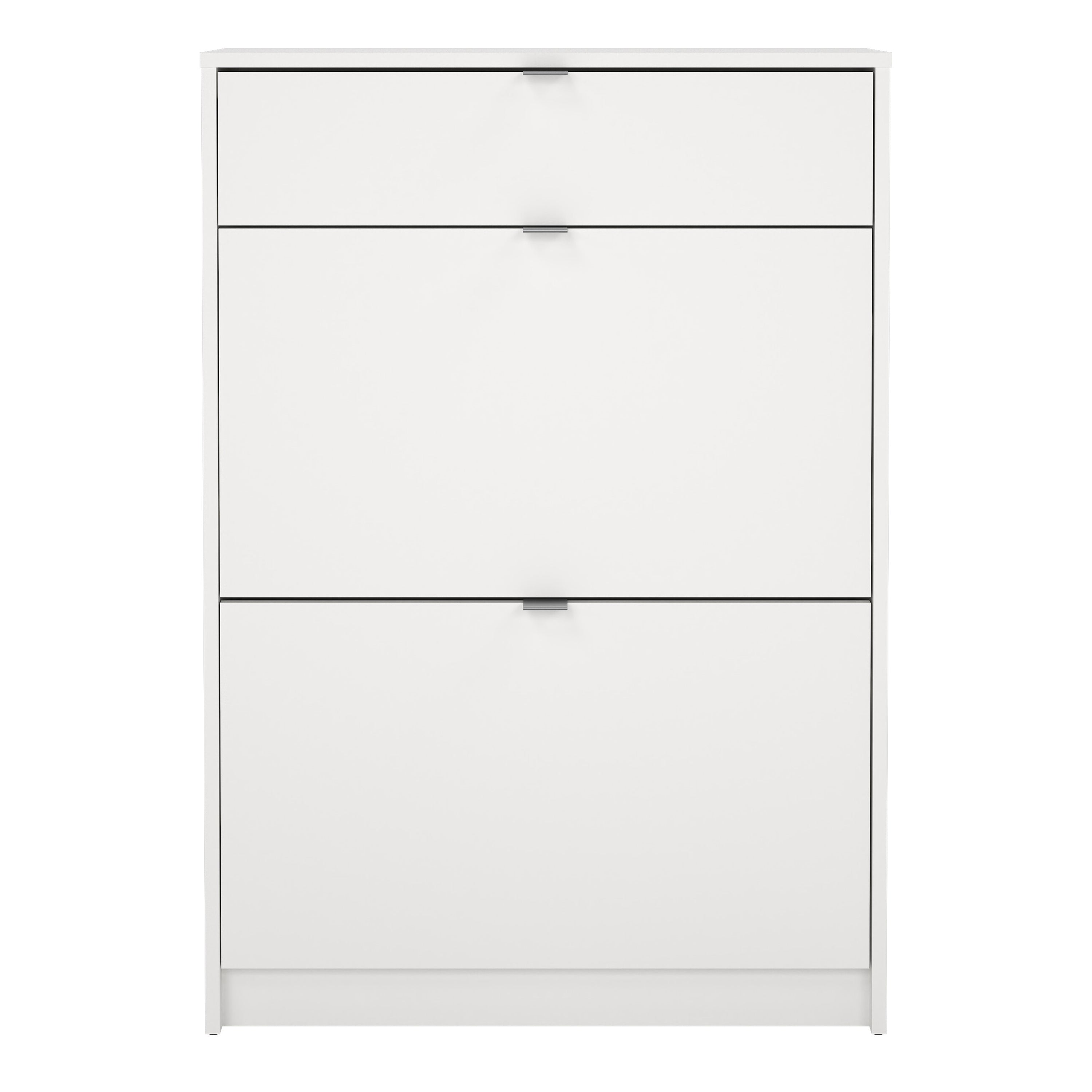 Shoes Shoe Cabinet 2 Flip Down Doors + 1 Drawer in White – FTG, view 2