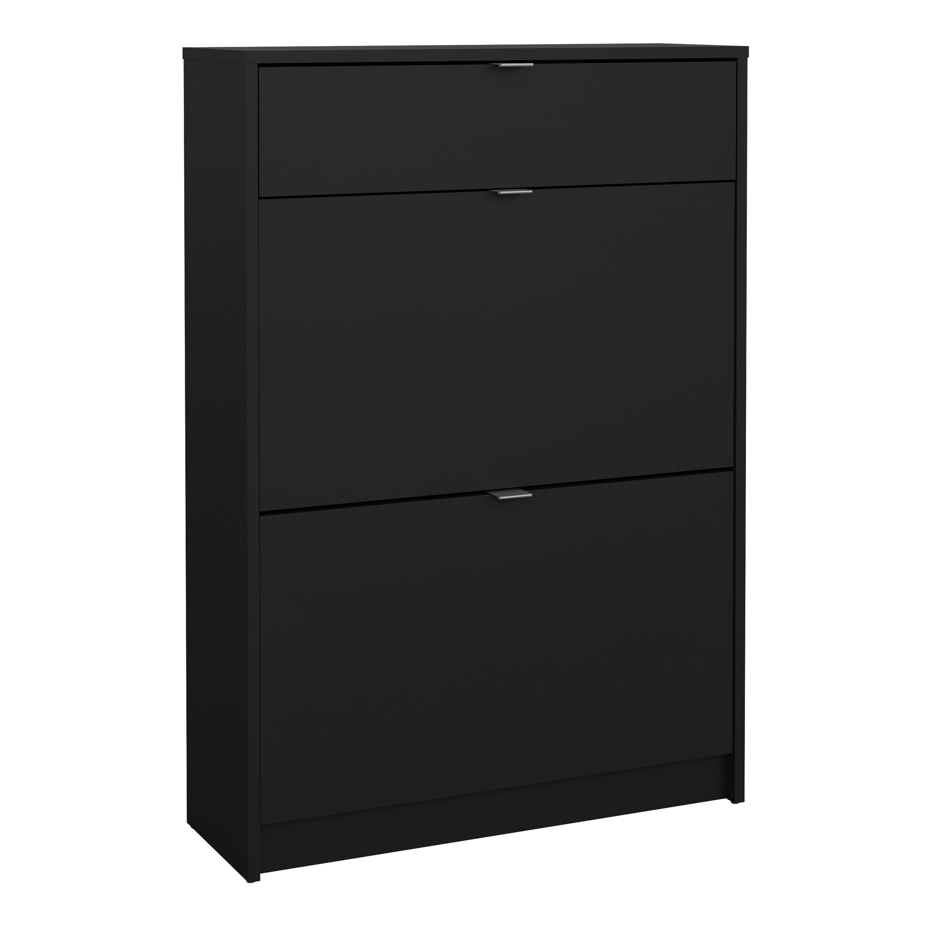 Shoes Shoe Cabinet 2 Flip Down Doors + 1 Drawer in Matt Black – FTG
