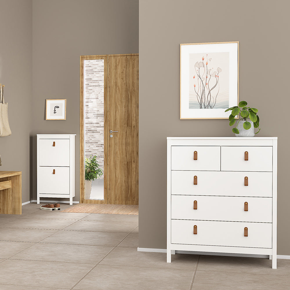 Barcelona Package – Bedside Table 2 Drawers + Chest 5 Drawers + Wardrobe with 2 Doors in White