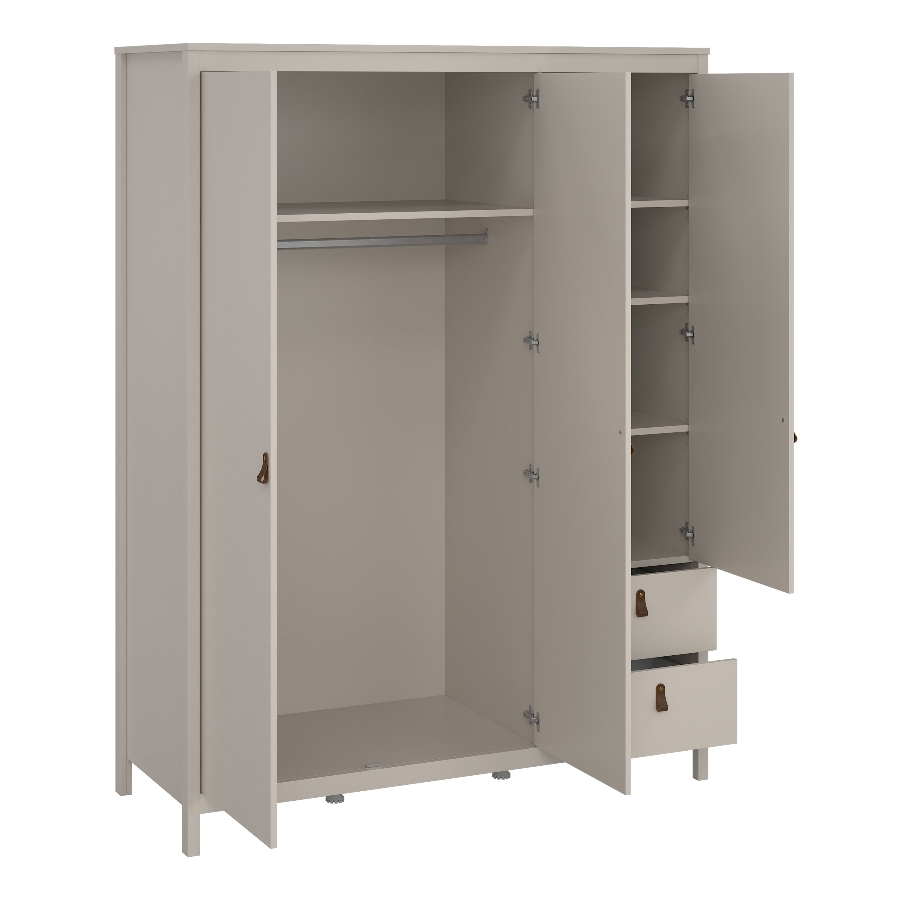 Barcelona Wardrobe with 2 Doors + 1 Mirror Door + 2 Drawers in Cashmere – FTG, view 7