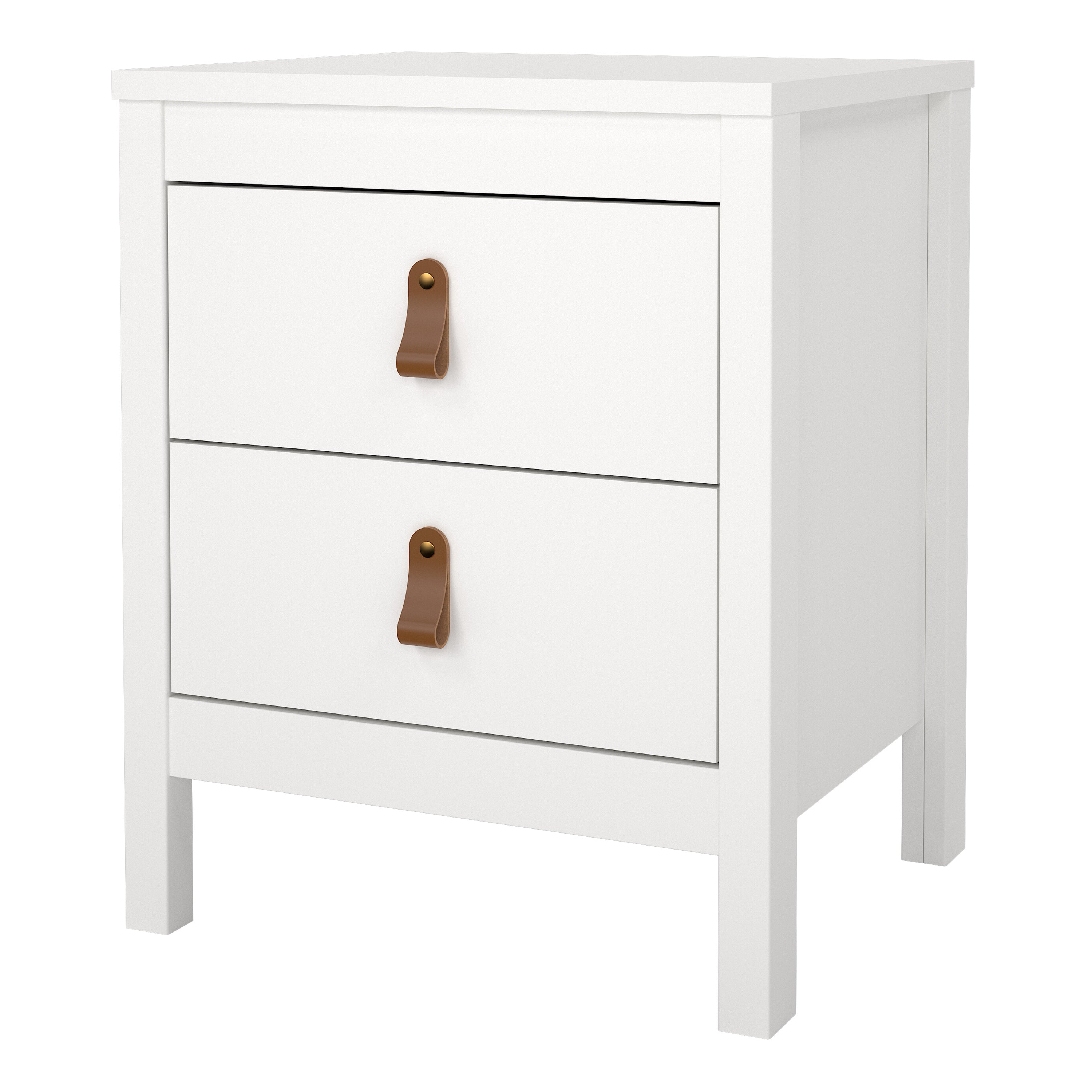 Barcelona Bedside Table 2 Drawers in White – FTG, view 3