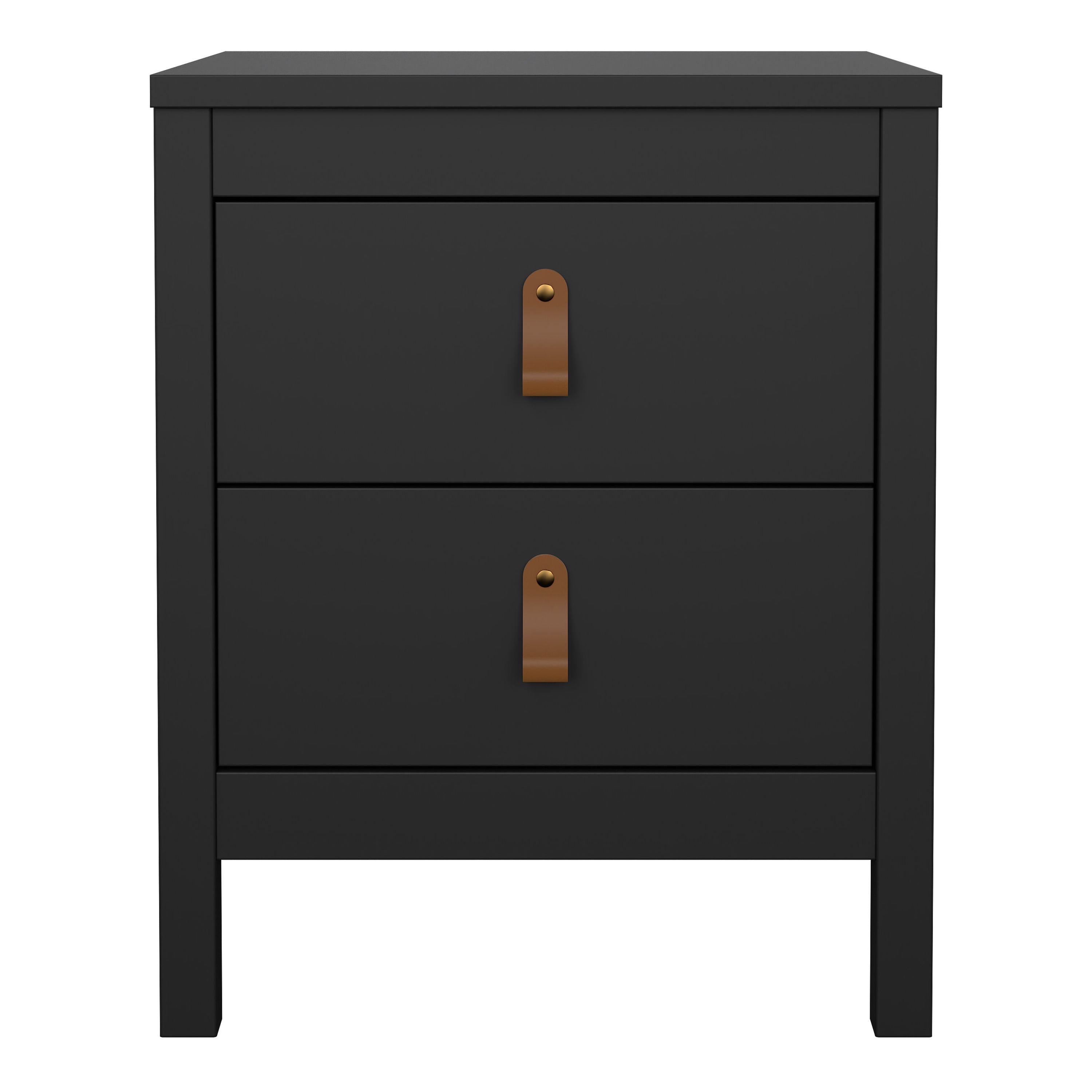 Barcelona Bedside Table 2 Drawers in Matt Black – FTG, view 2