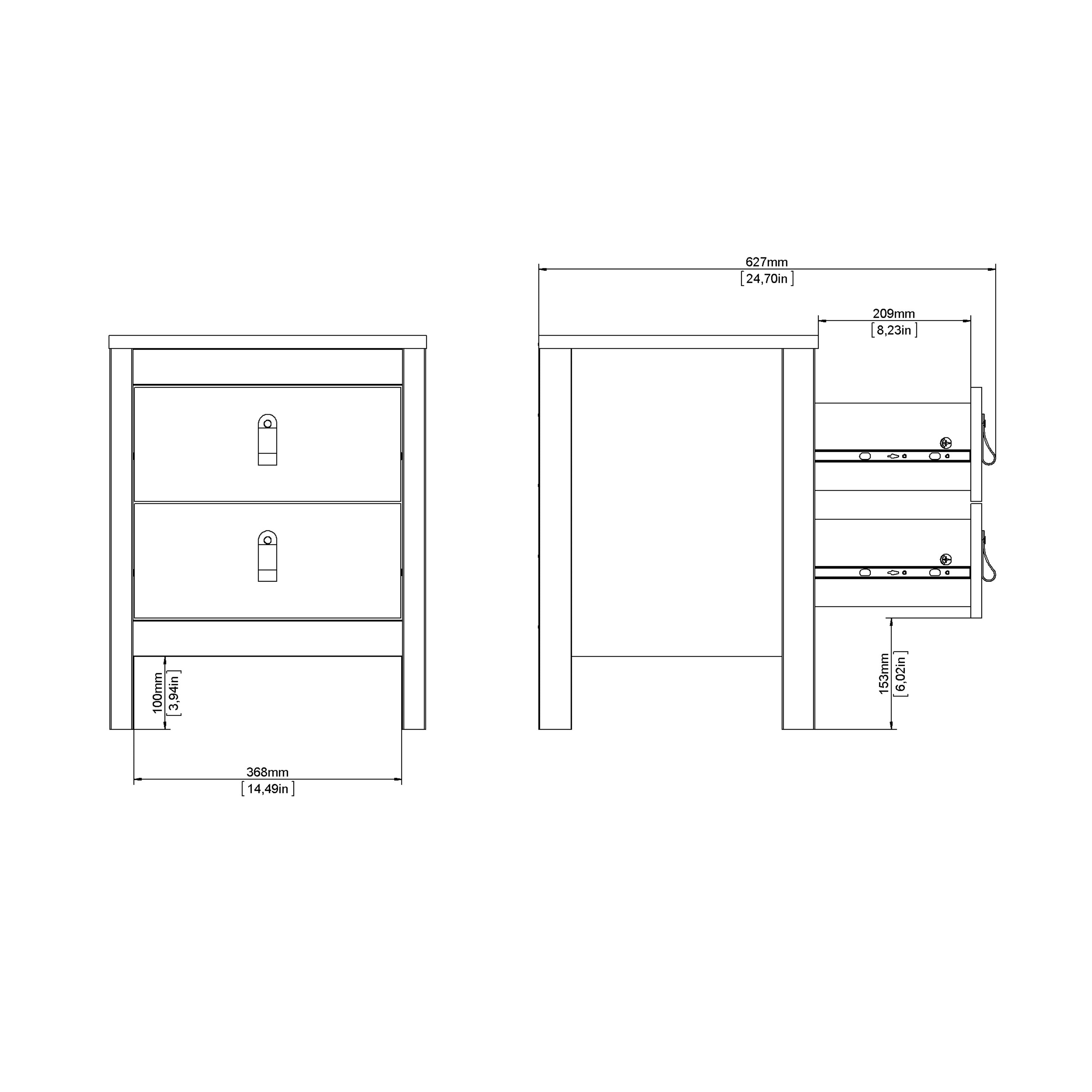Barcelona Bedside Table 2 Drawers in Jackson Hickory Oak – FTG, view 11