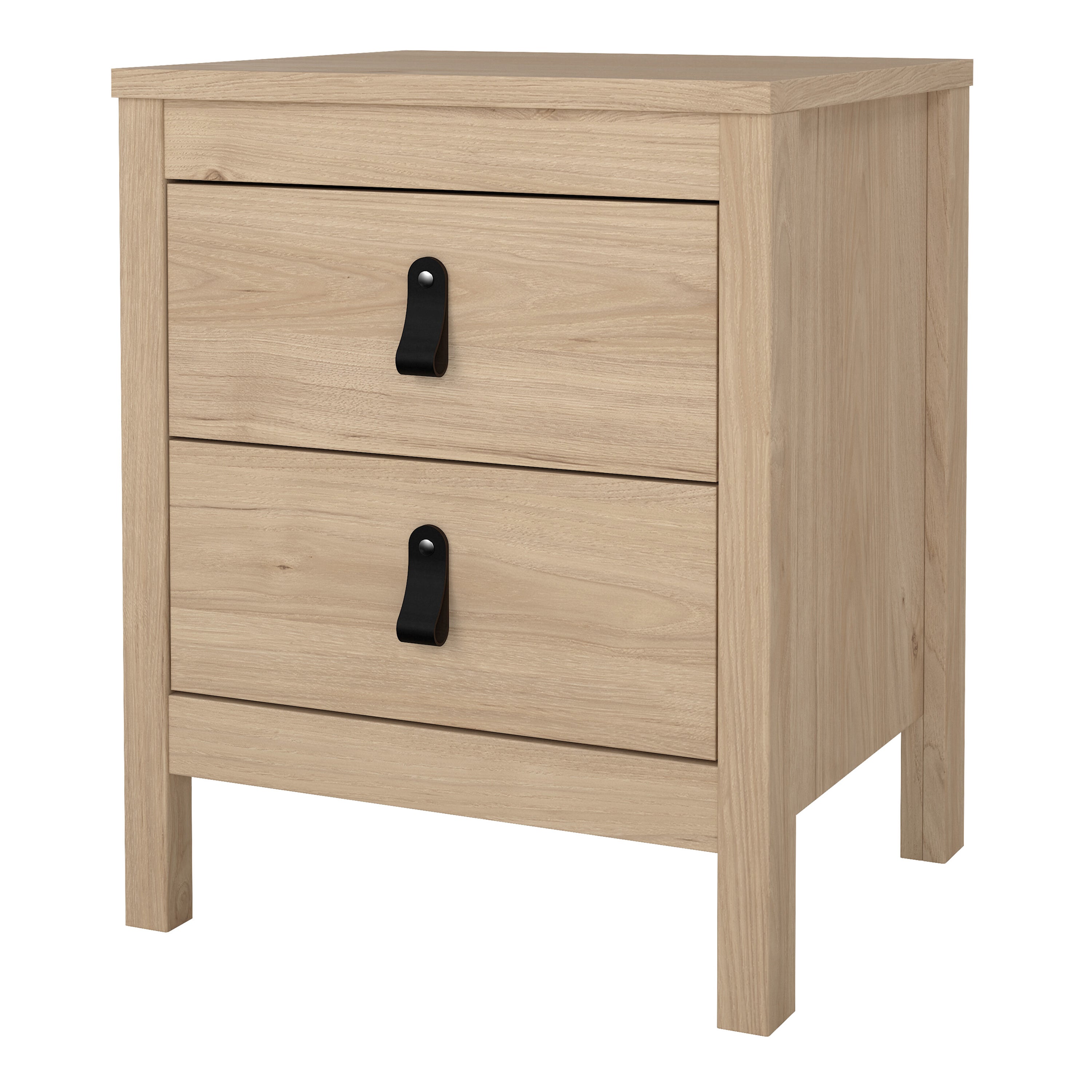 Barcelona Bedside Table 2 Drawers in Jackson Hickory Oak – FTG, view 3