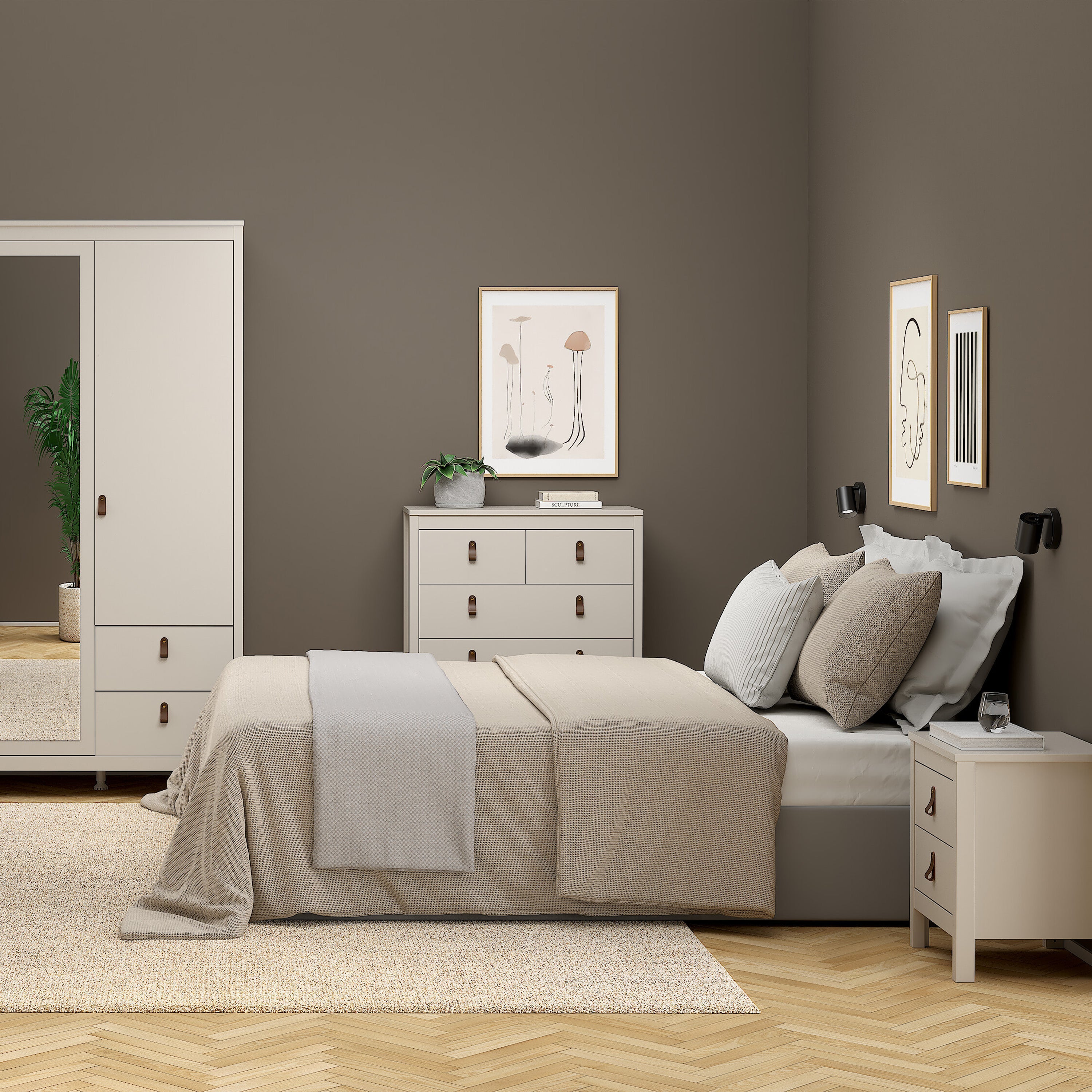 Barcelona Bedside Table 2 Drawers in Cashmere – FTG, view 8